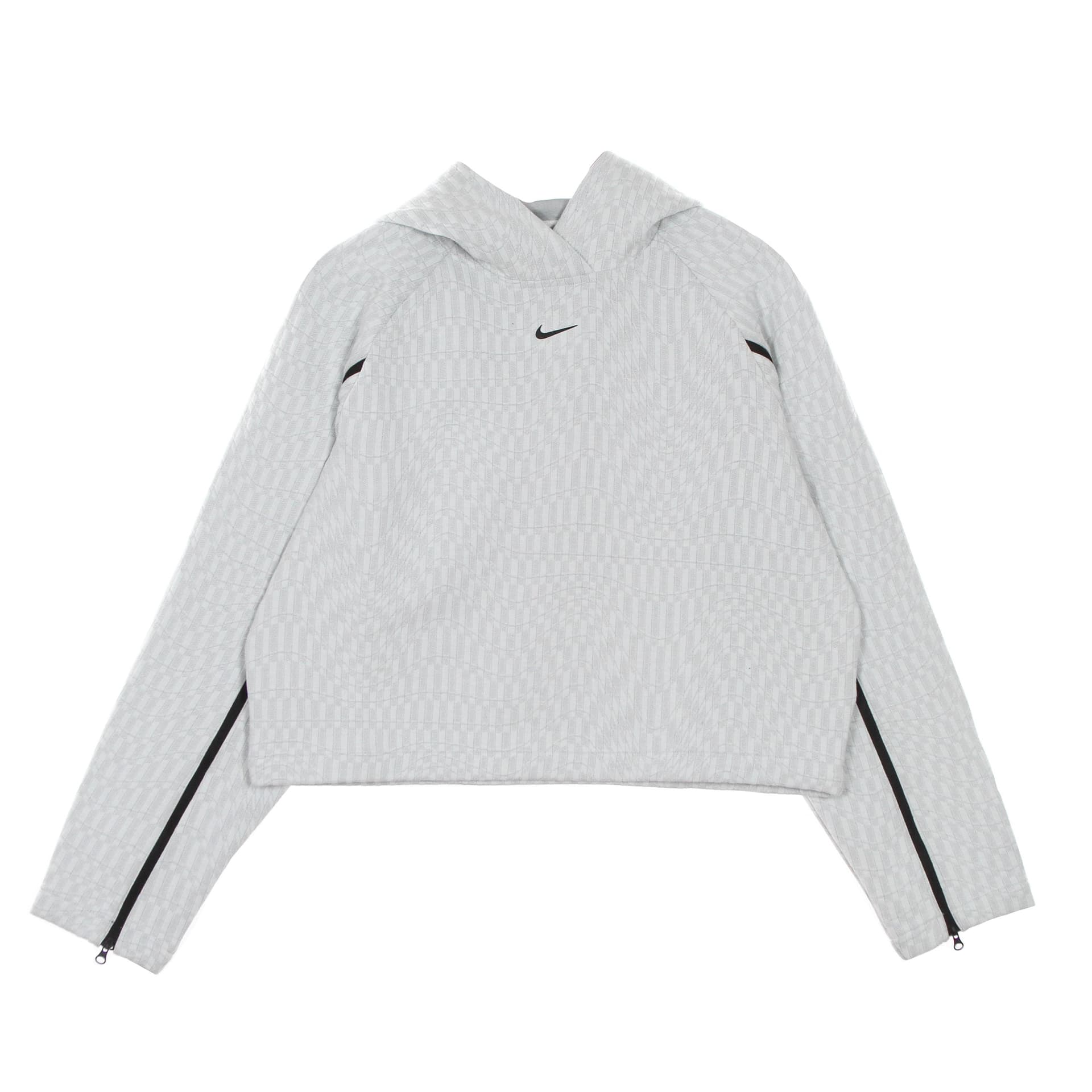 Nike Felpa Leggera Cappuccio Donna W Sportswear Tech Pack Hoodie All Over Jacquard White/black - 7