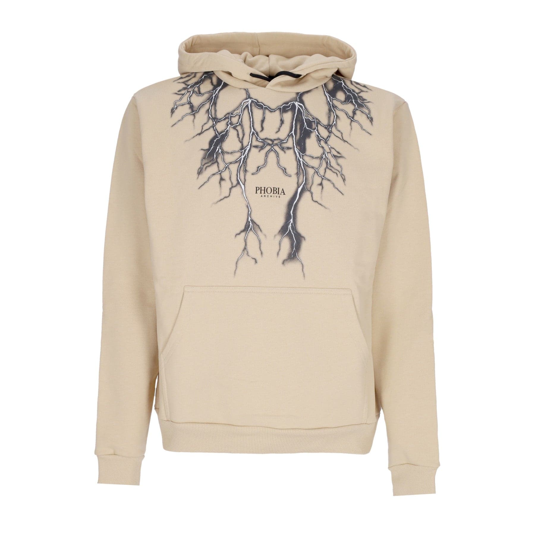 PHOBIA Felpa Leggera Cappuccio Uomo Lightning Hoodie Beige/black - 4
