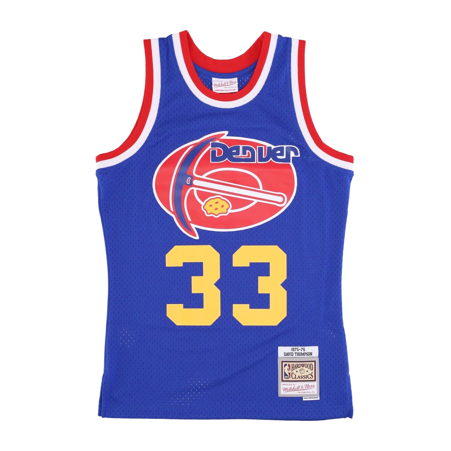 MITCHELL &amp; NESS Canotta Basket Uomo Nba Dark Jersey Hardwood Classics No 33 Thompson 1975-76 Dennug Original Team Colors - 5