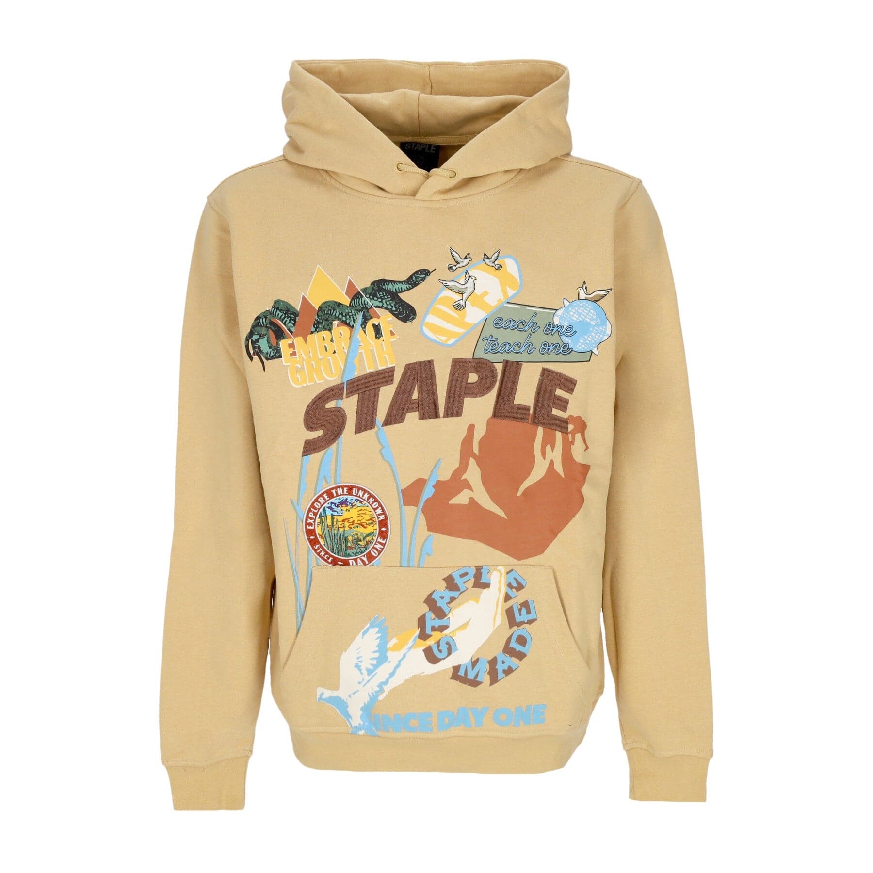 STAPLE Felpa Leggera Cappuccio Uomo Hemlock Graphic Hoodie Almond - 3