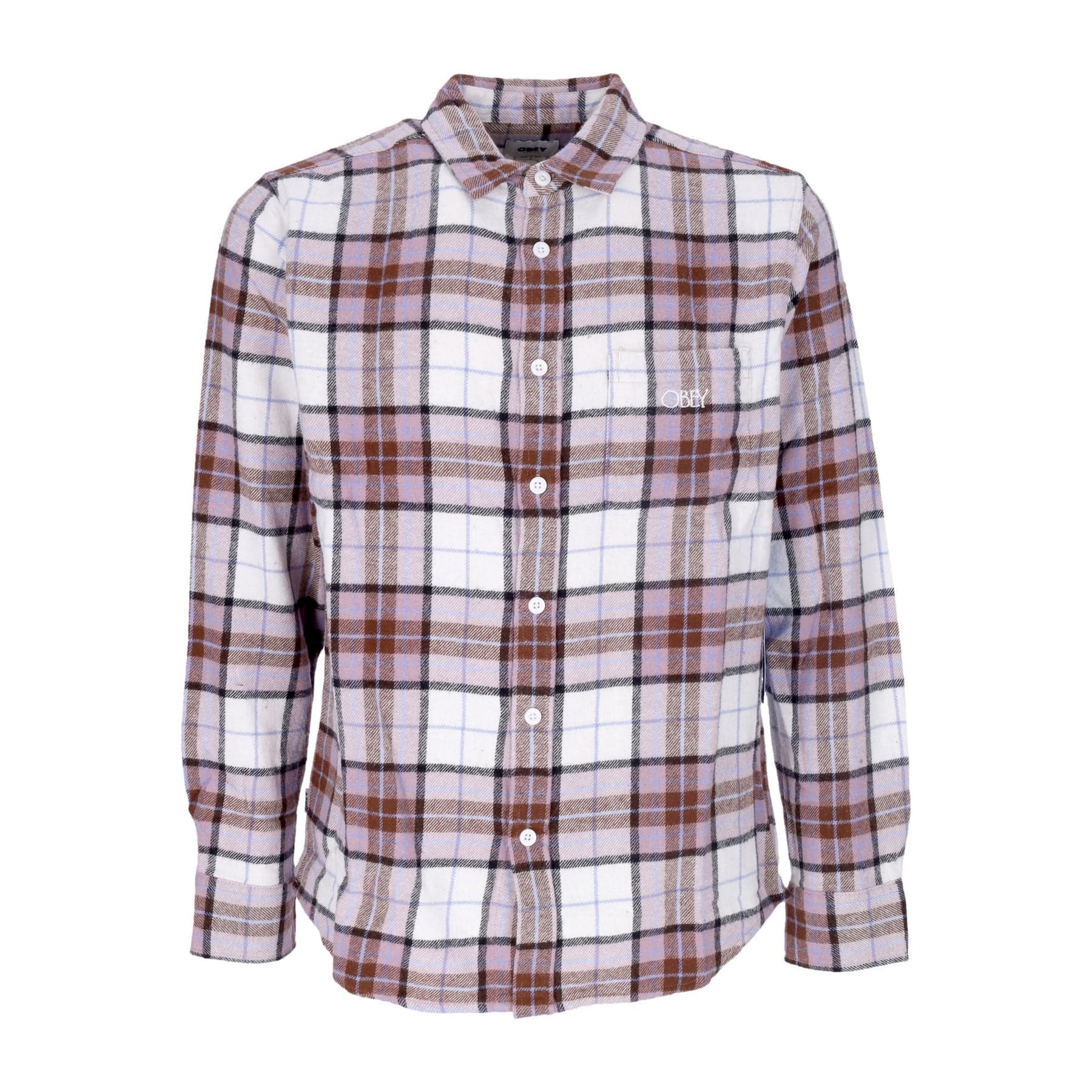 OBEY Camicia Manica Lunga Uomo Vince Woven L/s Unbleached Multi - 3