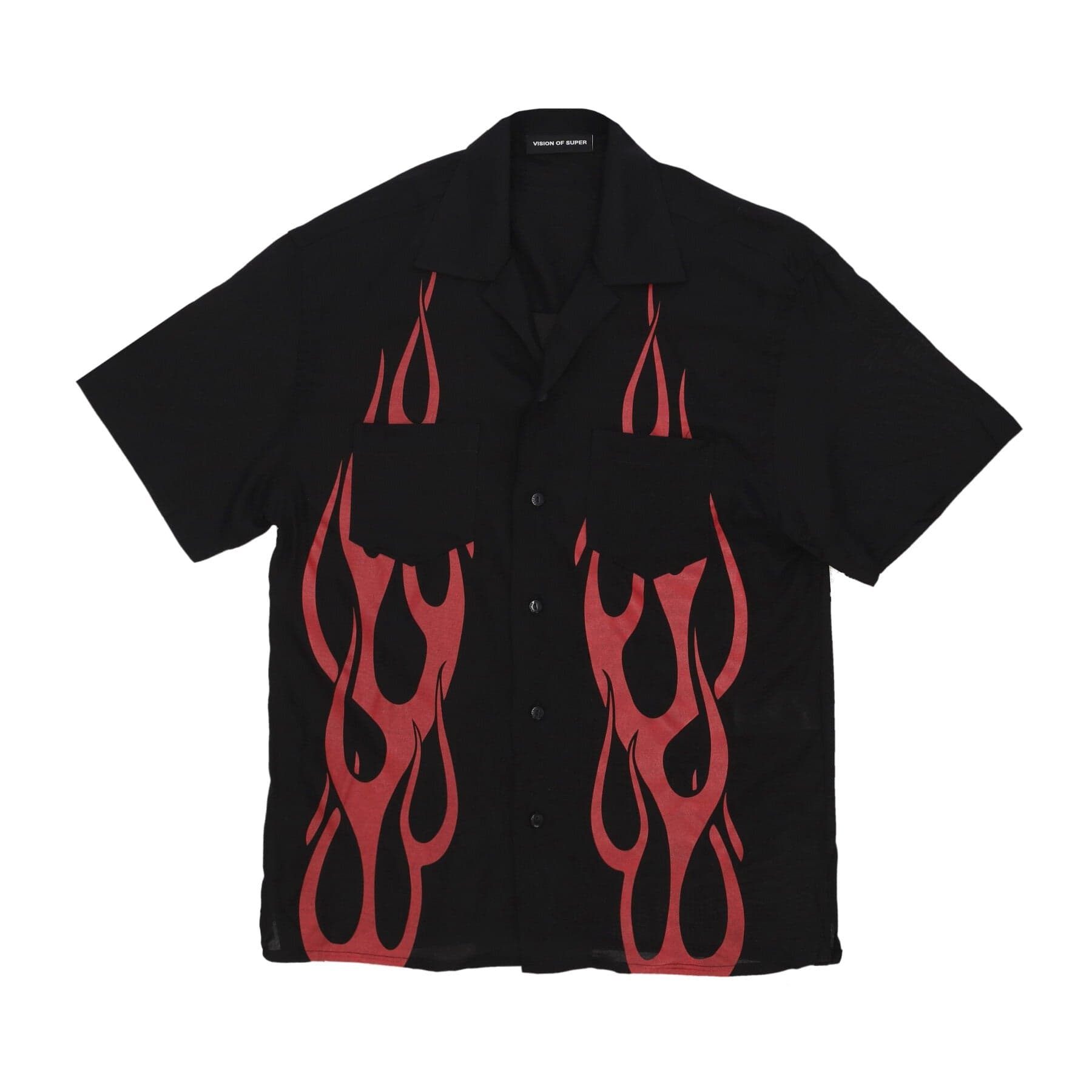 VISION OF SUPER Camicia Manica Corta Uomo Flames Shirt Black/red - 3