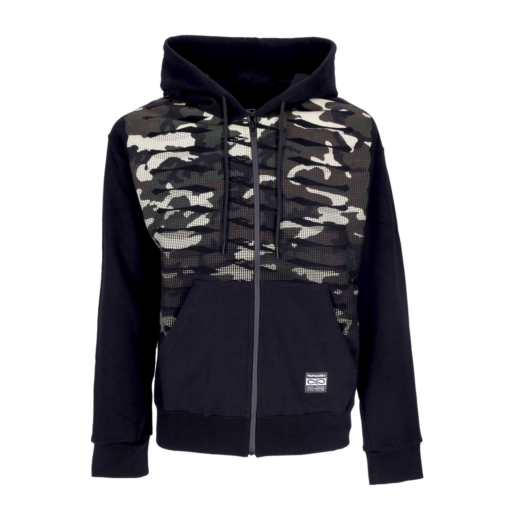 PROPAGANDA Felpa Cappuccio Zip Uomo Ribs Zip Hoodie Black - 3