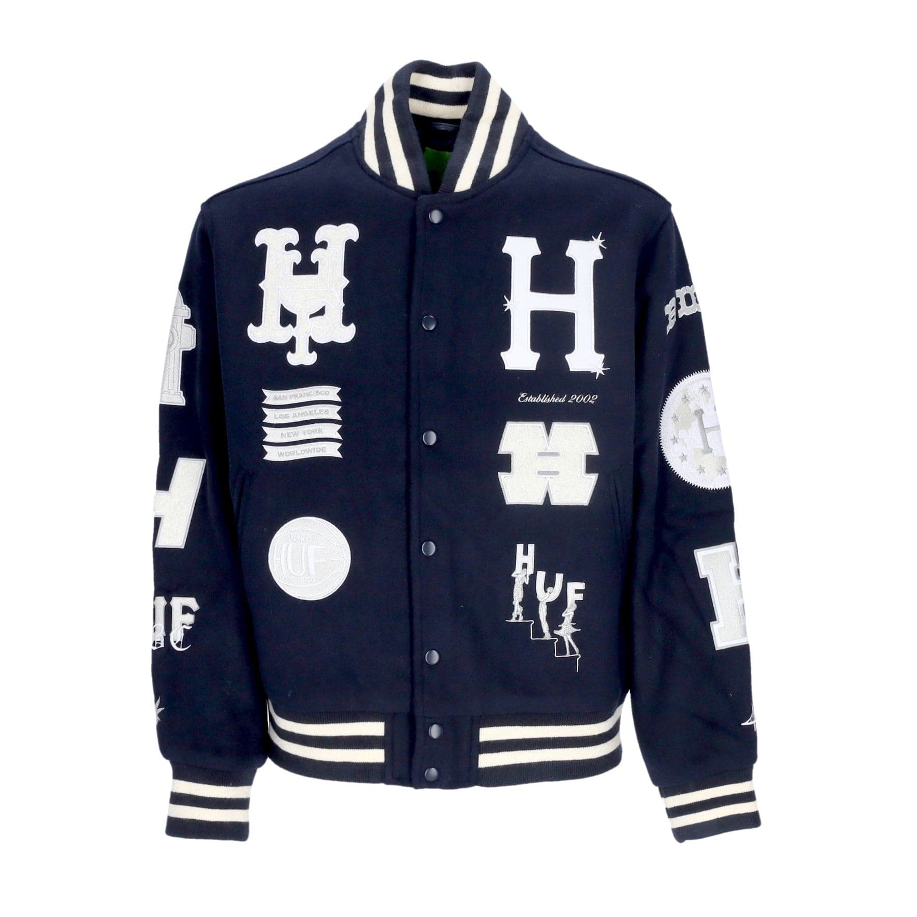 HUF Giubbotto College Uomo 20 Year Classic H Varsity Jacket Navy - 10