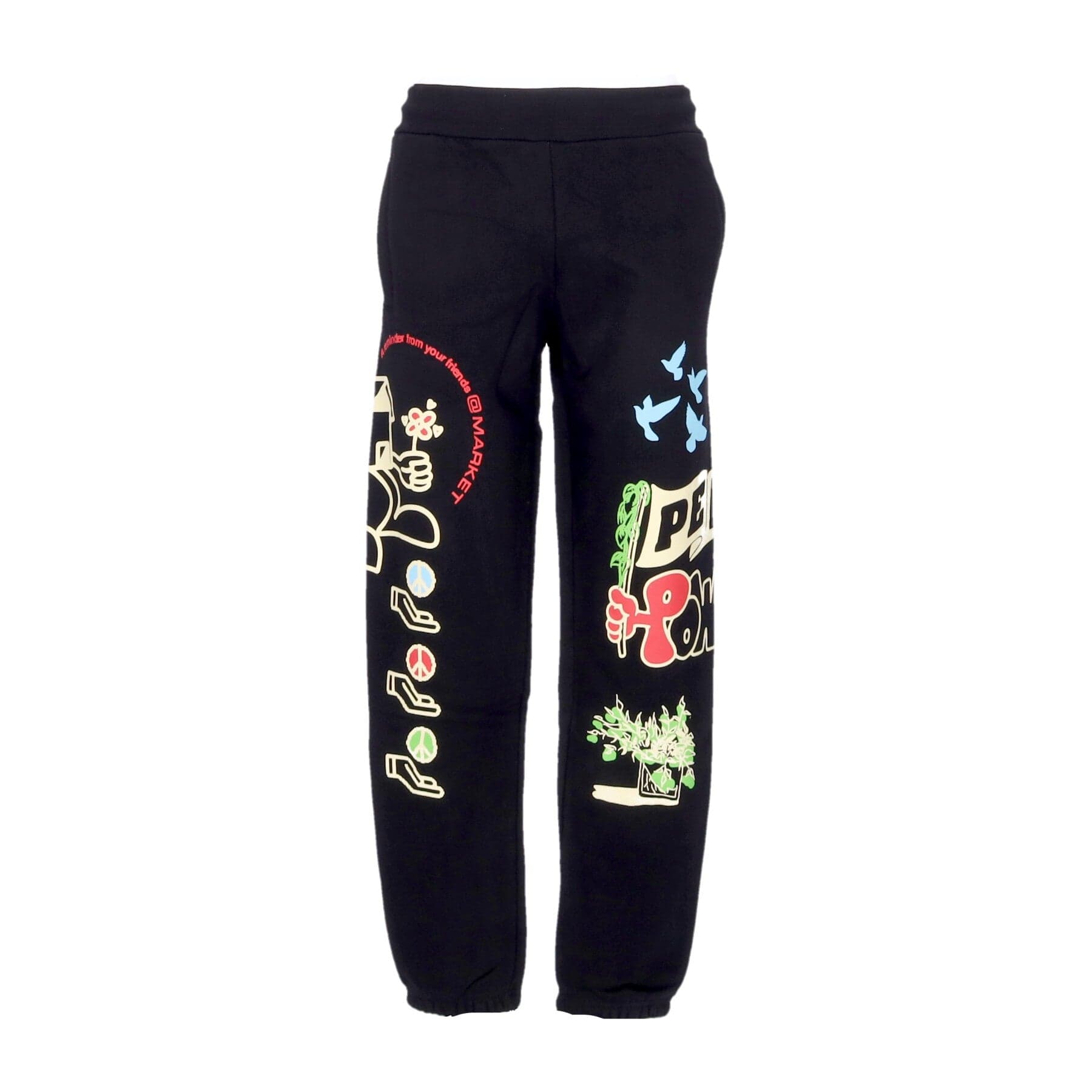 MARKET Pantalone Tuta Felpato Uomo Peace and Power Sweatpants Black - 6
