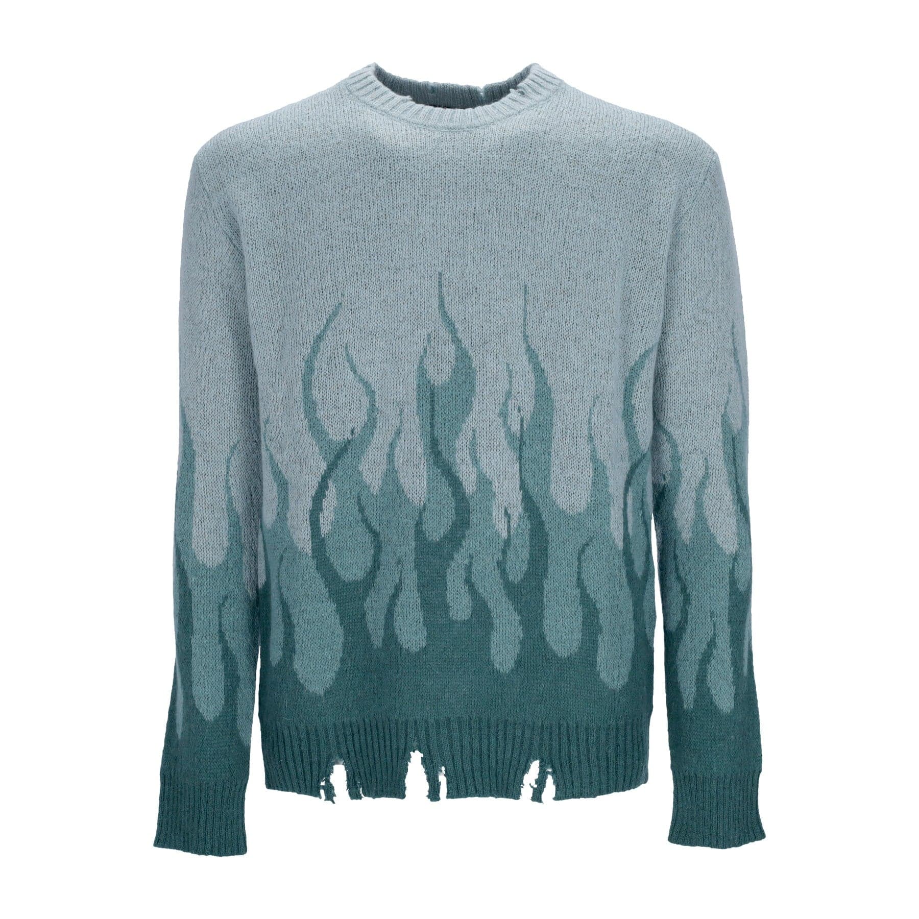 VISION OF SUPER Maglione Uomo Double Flames L/s Jumper Balsam Green - 5