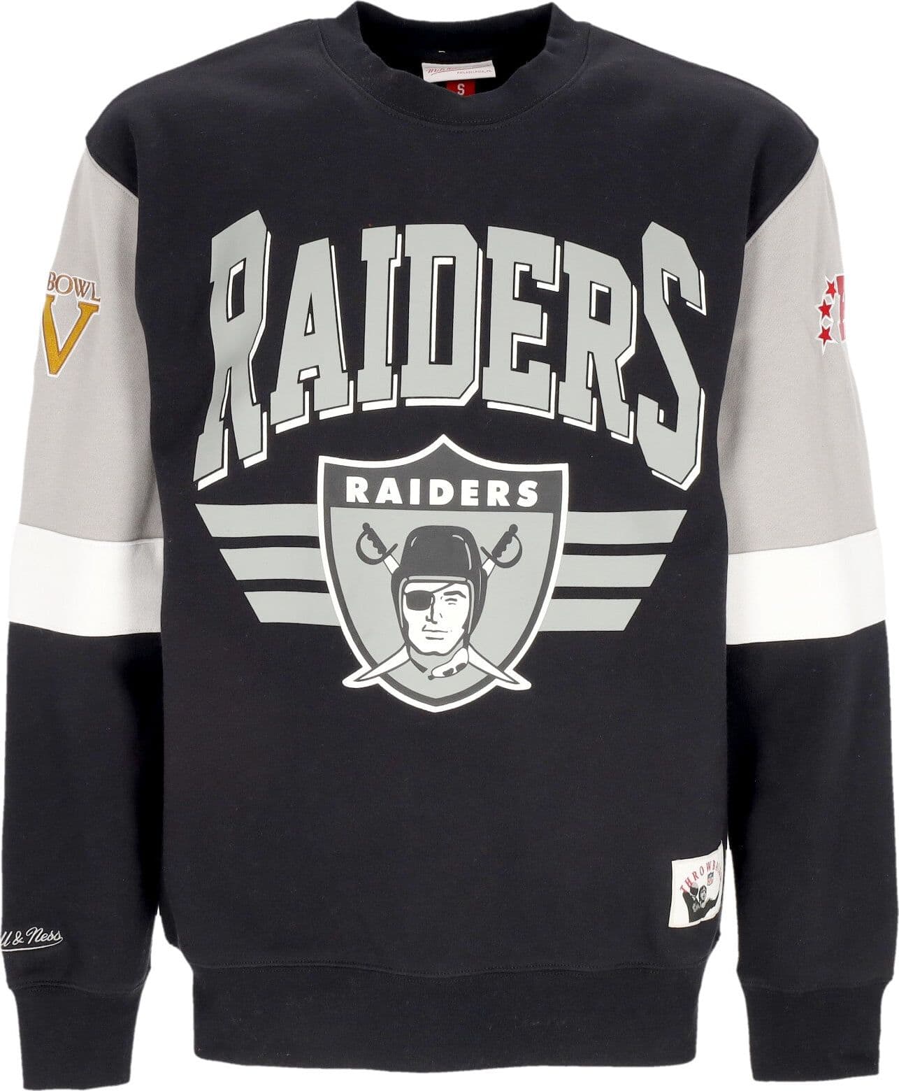 MITCHELL &amp; NESS Felpa Girocollo Uomo Nfl All Over Crew 3.0 Oakrai Original Team Colors – Mitchell & Ness – grigio