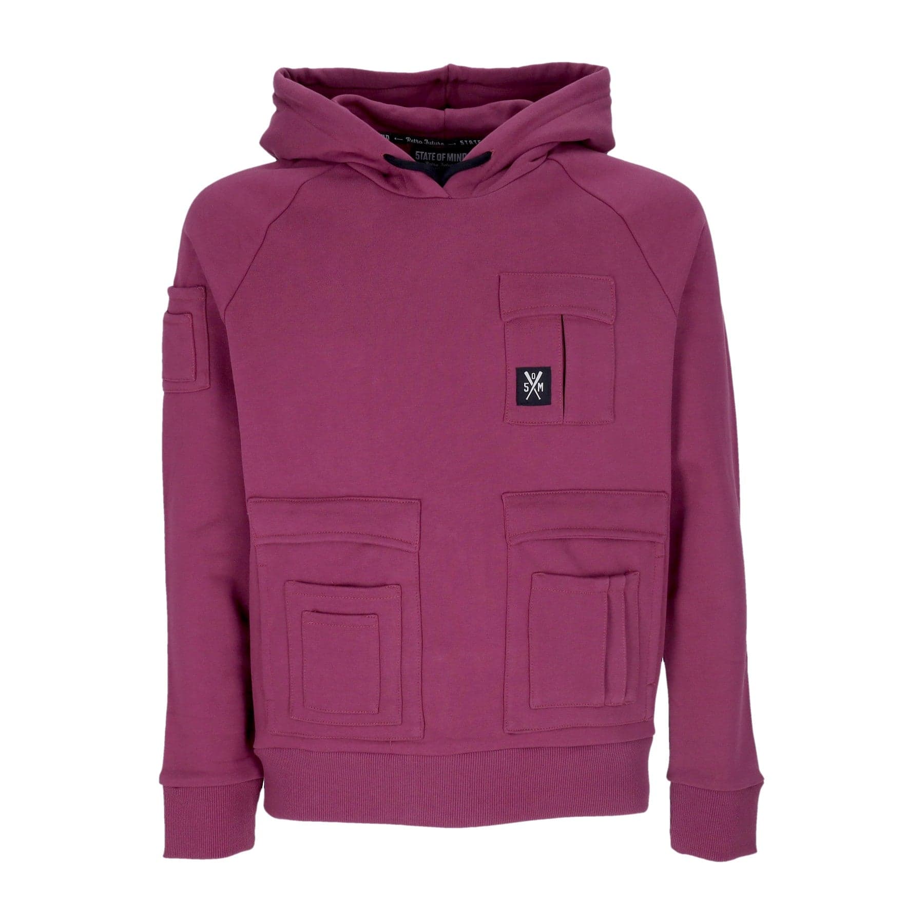 5TATE OF MIND Felpa Cappuccio Uomo Retrofuture Combat Hoodie Purple - 4