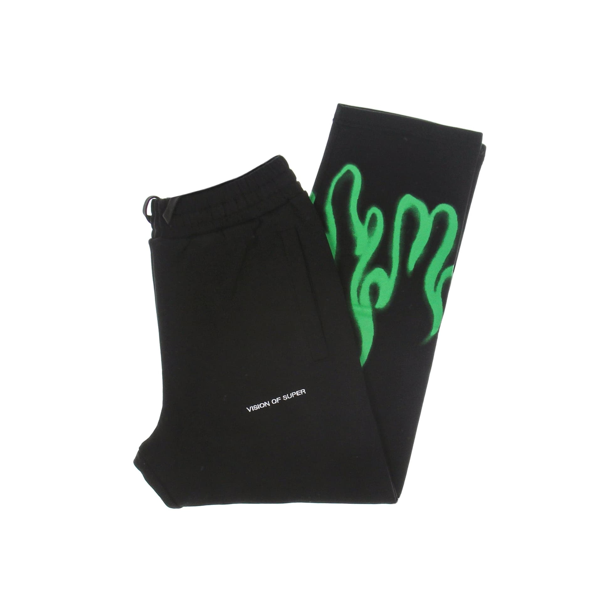 VISION OF SUPER Pantalone Tuta Leggero Uomo Spray Flames Pants Black/green - 5