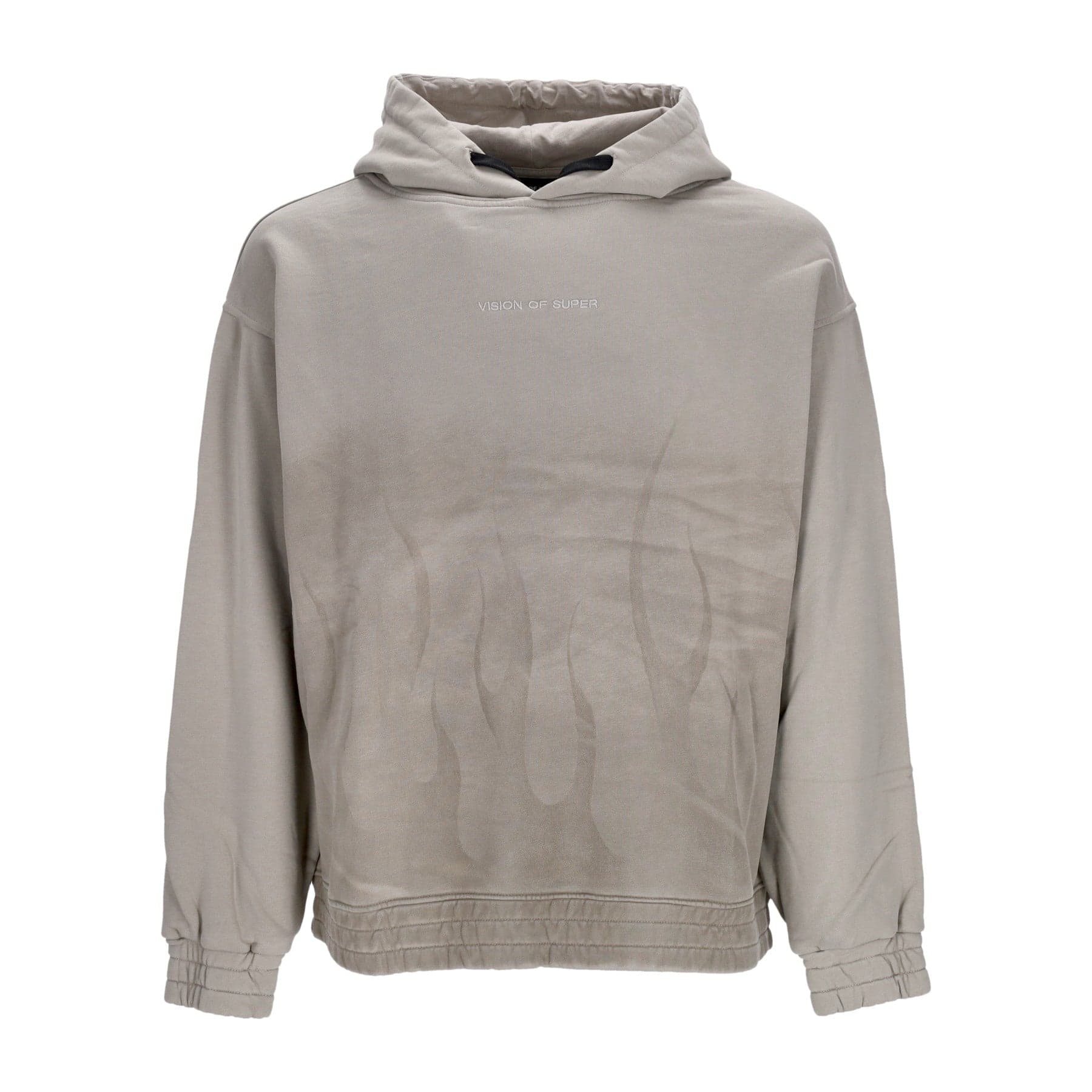 VISION OF SUPER Felpa Cappuccio Uomo Corrosive Flames Hoodie London Fog - 5