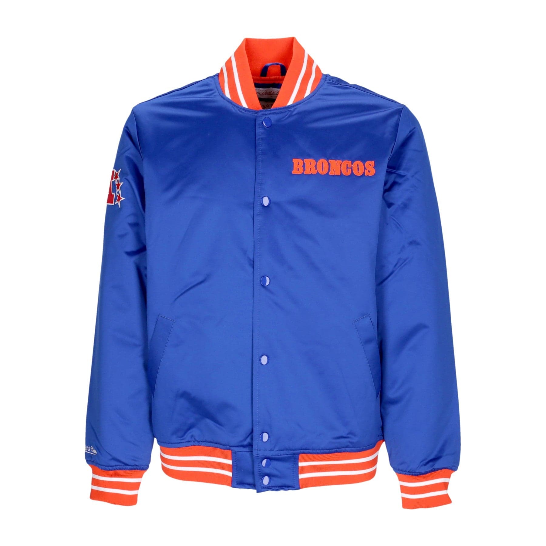 MITCHELL &amp; NESS Giubbotto Bomber Uomo Nfl Heavyweight Satin Jacket Denbro Original Team Colors - 7
