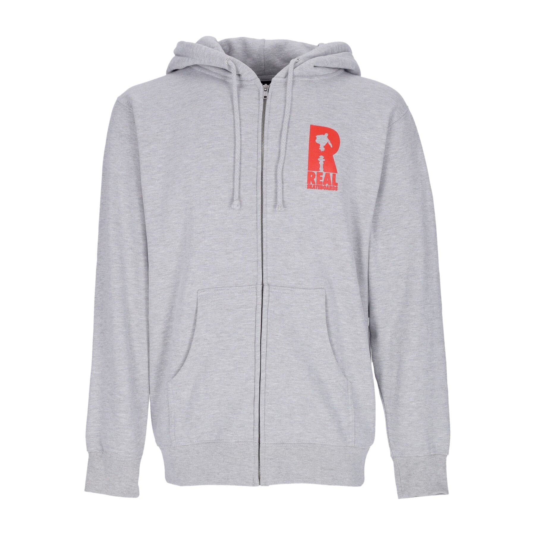 REAL SKATEBOARDS Felpa Cappuccio Zip Uomo Hydrant Zip Hoodie Grey/red - 4