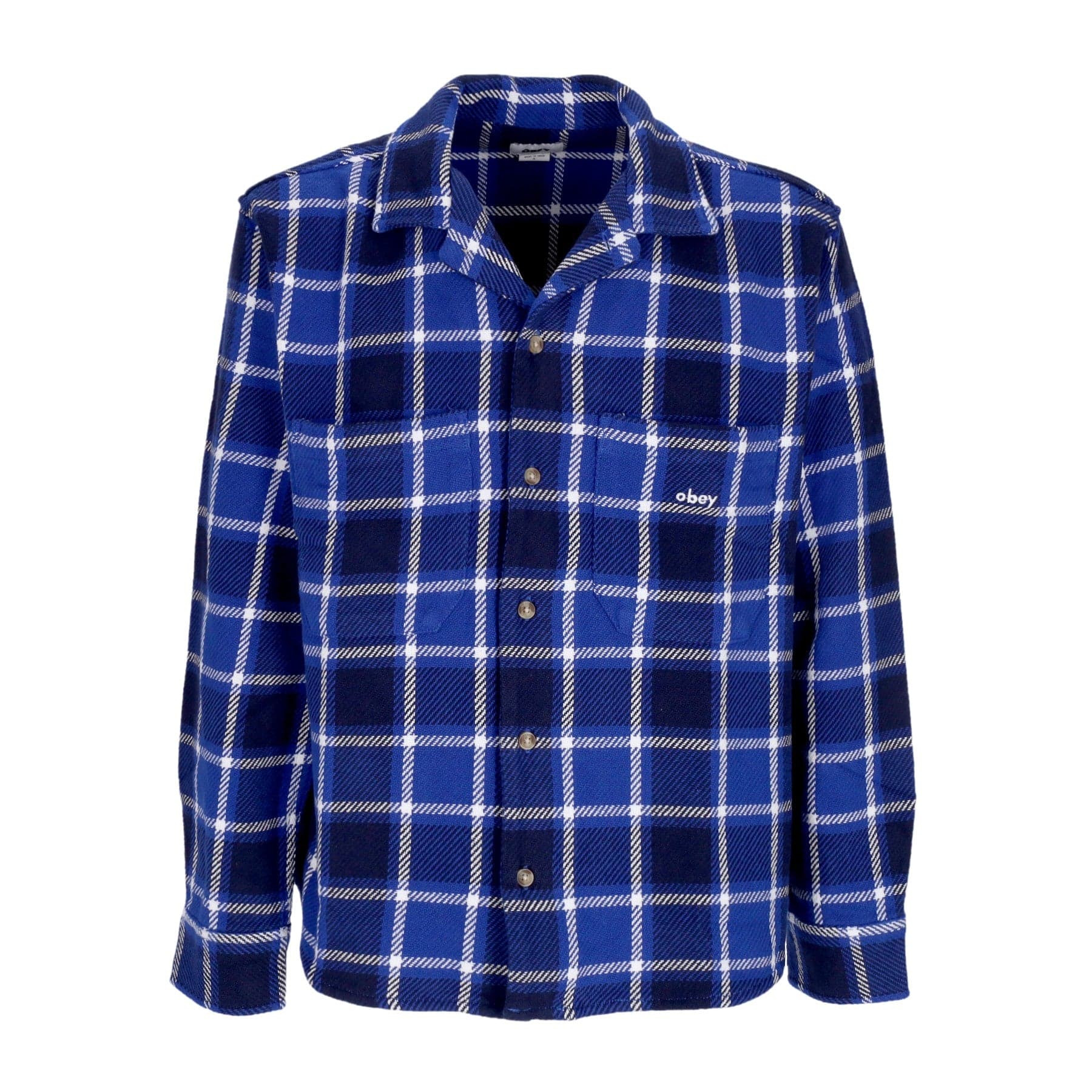 OBEY Camicia Manica Lunga Uomo Bigwig Plaid Woven L/s Surf Blue Multi - 3