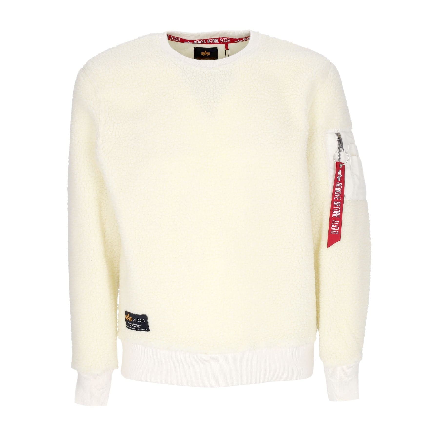 ALPHA INDUSTRIES Felpa Girocollo Uomo Teddy Sweater Off White - 4
