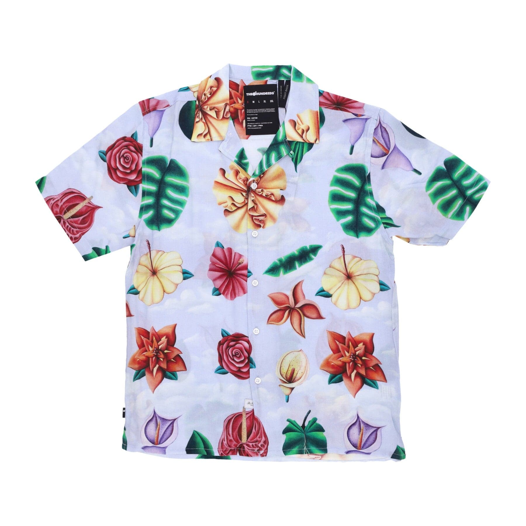 THE HUNDREDS Camicia Manica Corta Uomo Blooming Woven Light Blue - 3
