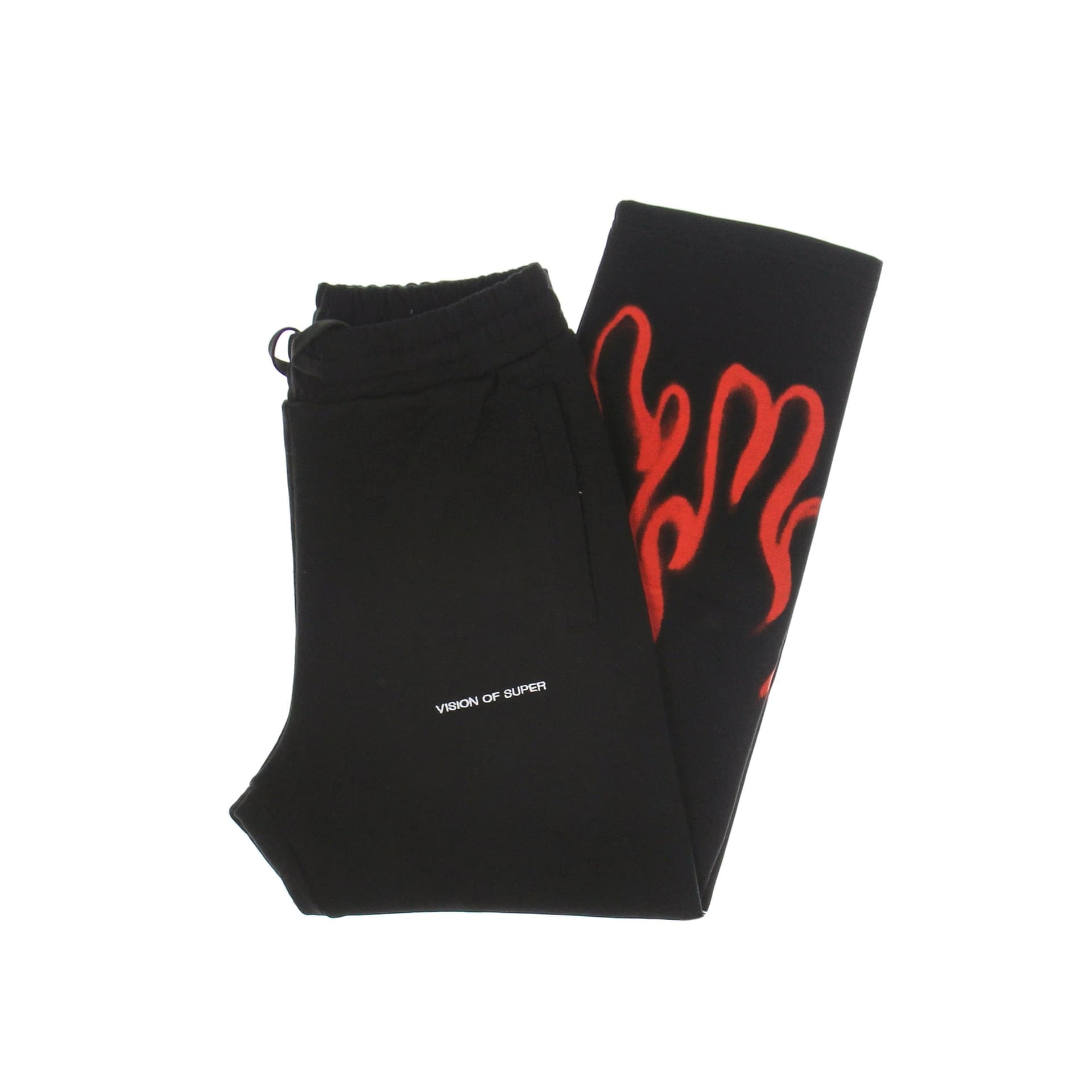 VISION OF SUPER Pantalone Tuta Leggero Uomo Spray Flames Pants Black/red – borsa