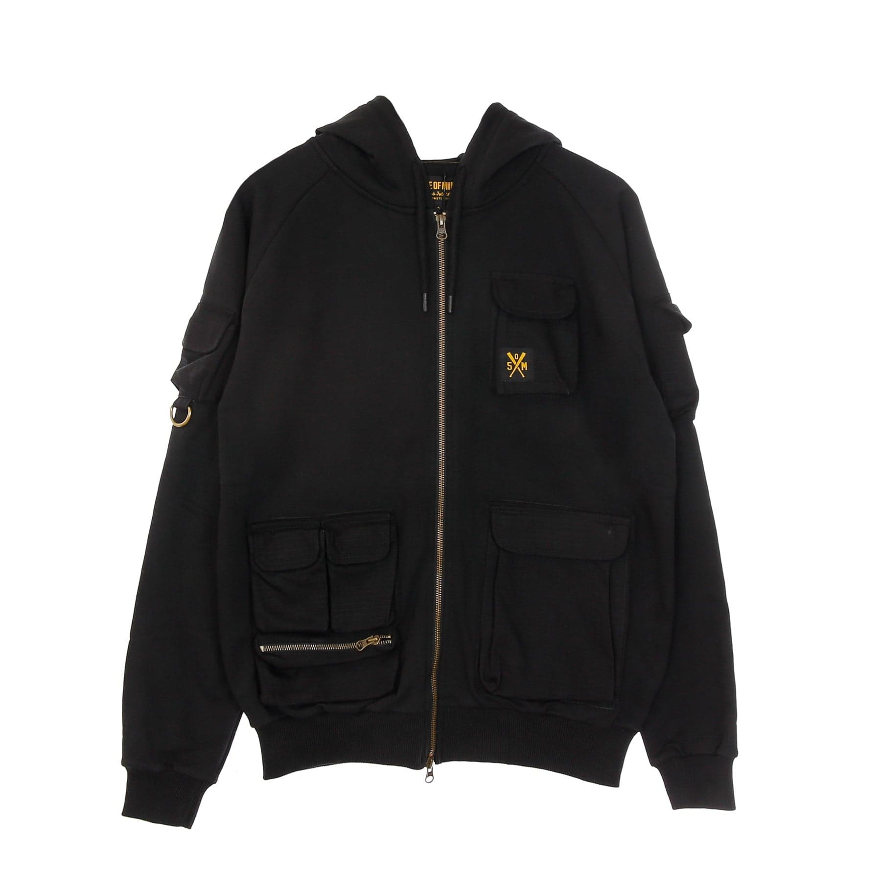 5TATE OF MIND Felpa Leggera Cappuccio Zip Uomo Retrofuture Cargo Zip Hoodie Black - 7