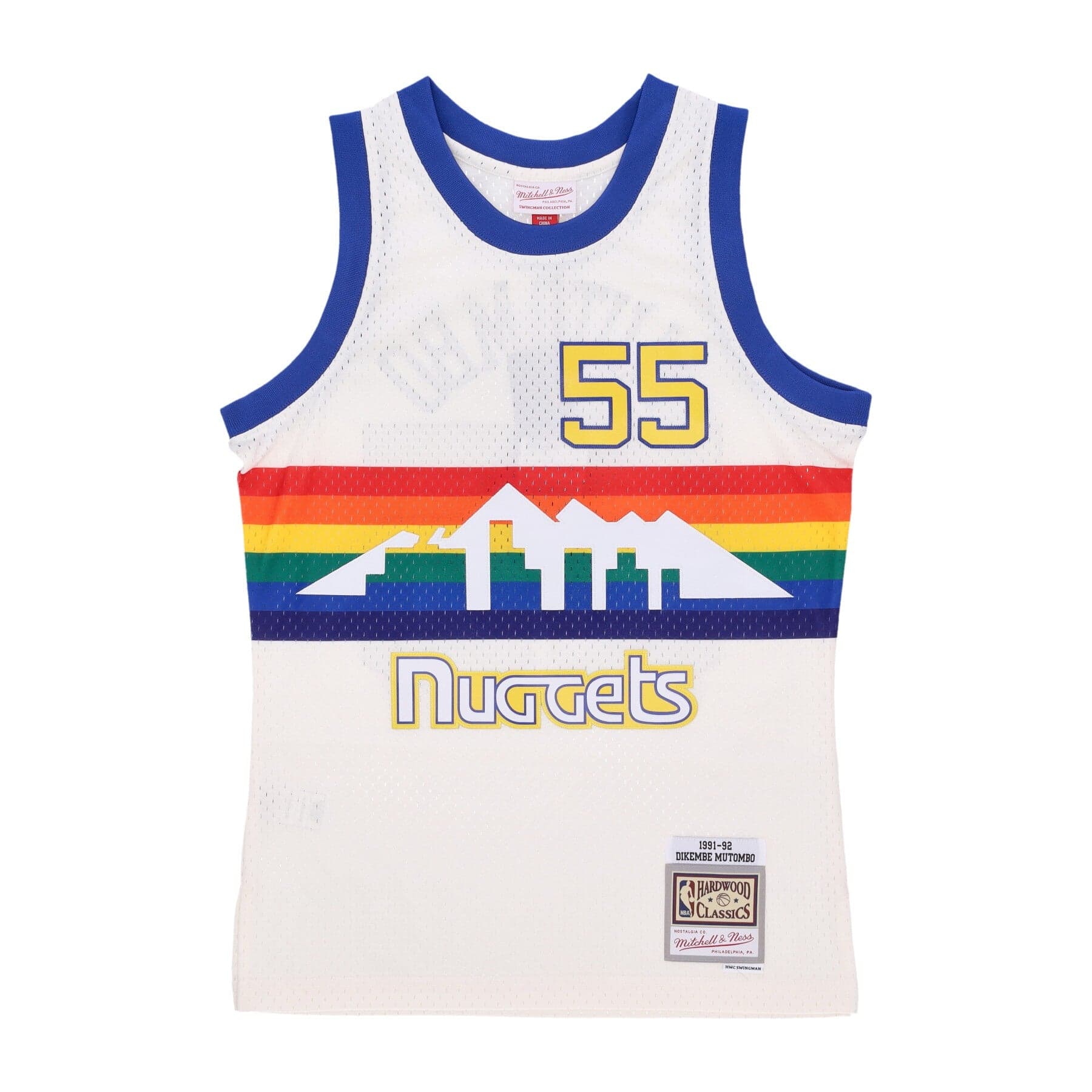 MITCHELL &amp; NESS Canotta Basket Uomo Nba Off White Team Color Swingman Jersey 1991 No 00 Dikembe Mutombo Dennug Off White - 4