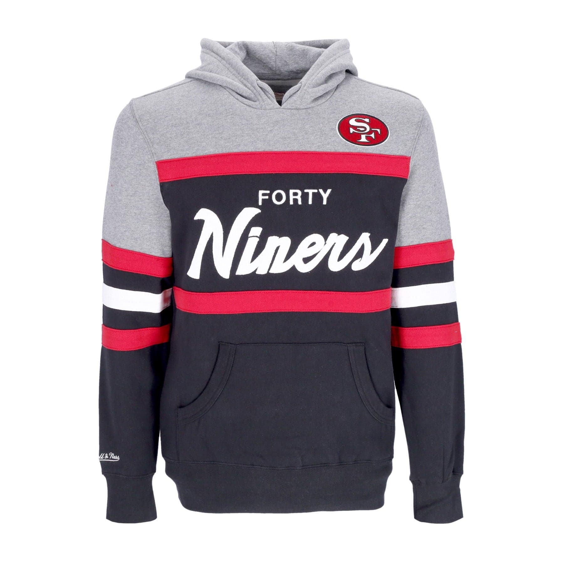 MITCHELL &amp; NESS Felpa Cappuccio Uomo Nfl Headcoach Hoodie Saf49e Black - 4