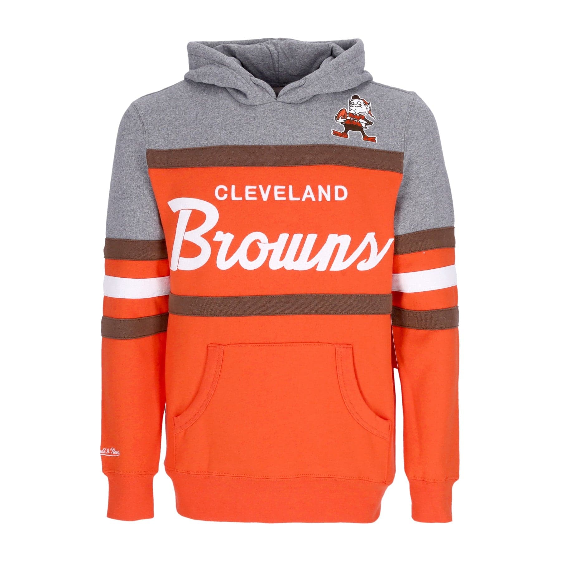 MITCHELL &amp; NESS Felpa Cappuccio Uomo Nfl Headcoach Hoodie Clebro Orange - 5