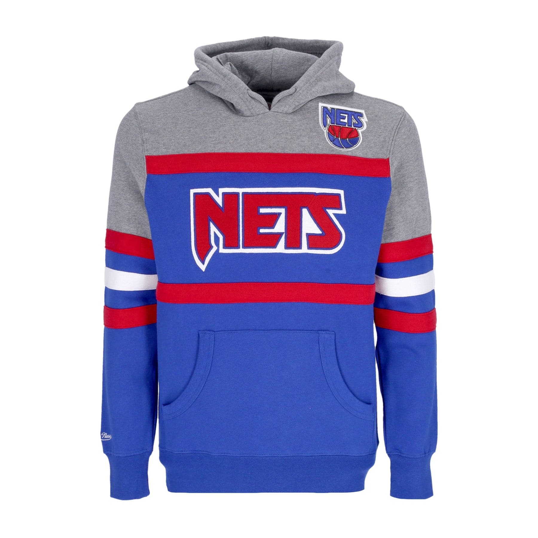 MITCHELL &amp; NESS Felpa Cappuccio Uomo Nba Headcoach Hoodie Hardwood Classics Nejnet Royal - 4