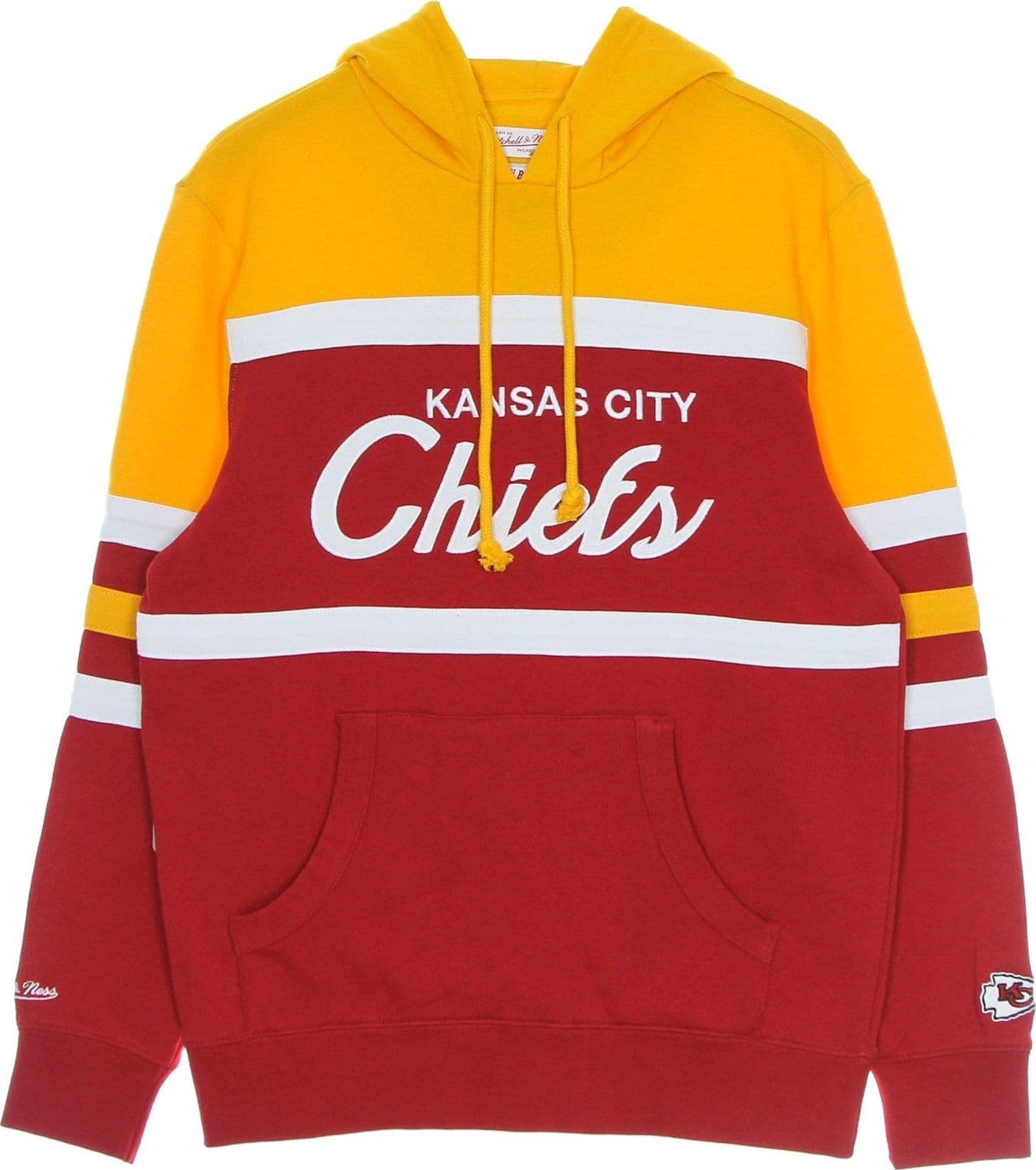 MITCHELL &amp; NESS Felpa Cappuccio Uomo Nfl Head Coach Hoody Kanchi Gold/red – Mitchell & Ness – giacca