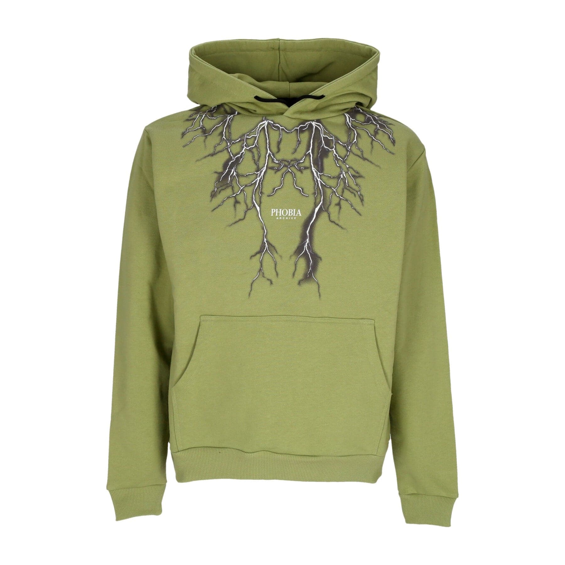 PHOBIA Felpa Leggera Cappuccio Uomo Lightning Print Hoodie Green/grey - 3