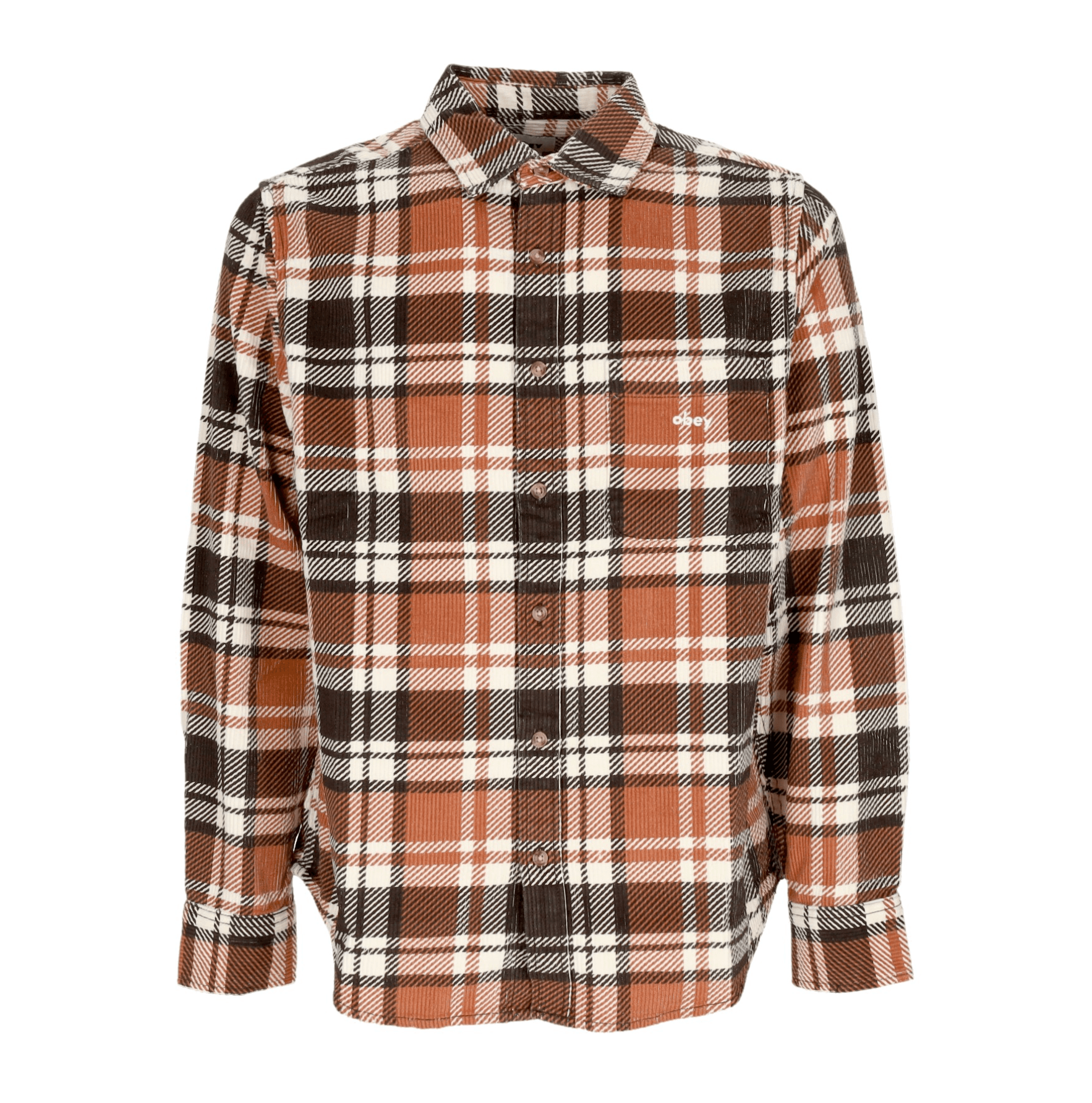 OBEY Camicia Manica Lunga Uomo Benny Cord Woven L/s Java Brown Multi - 2