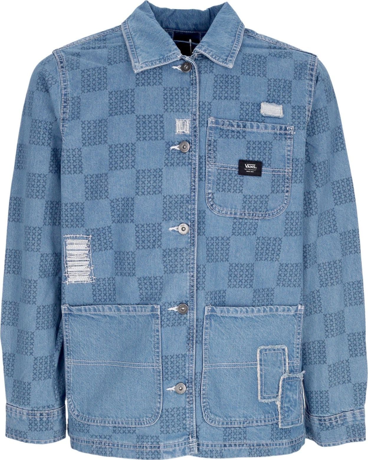 VANS Giubbotto Jeans Donna W Mended Check Denim Printed Jacket Denim Stone – giacca