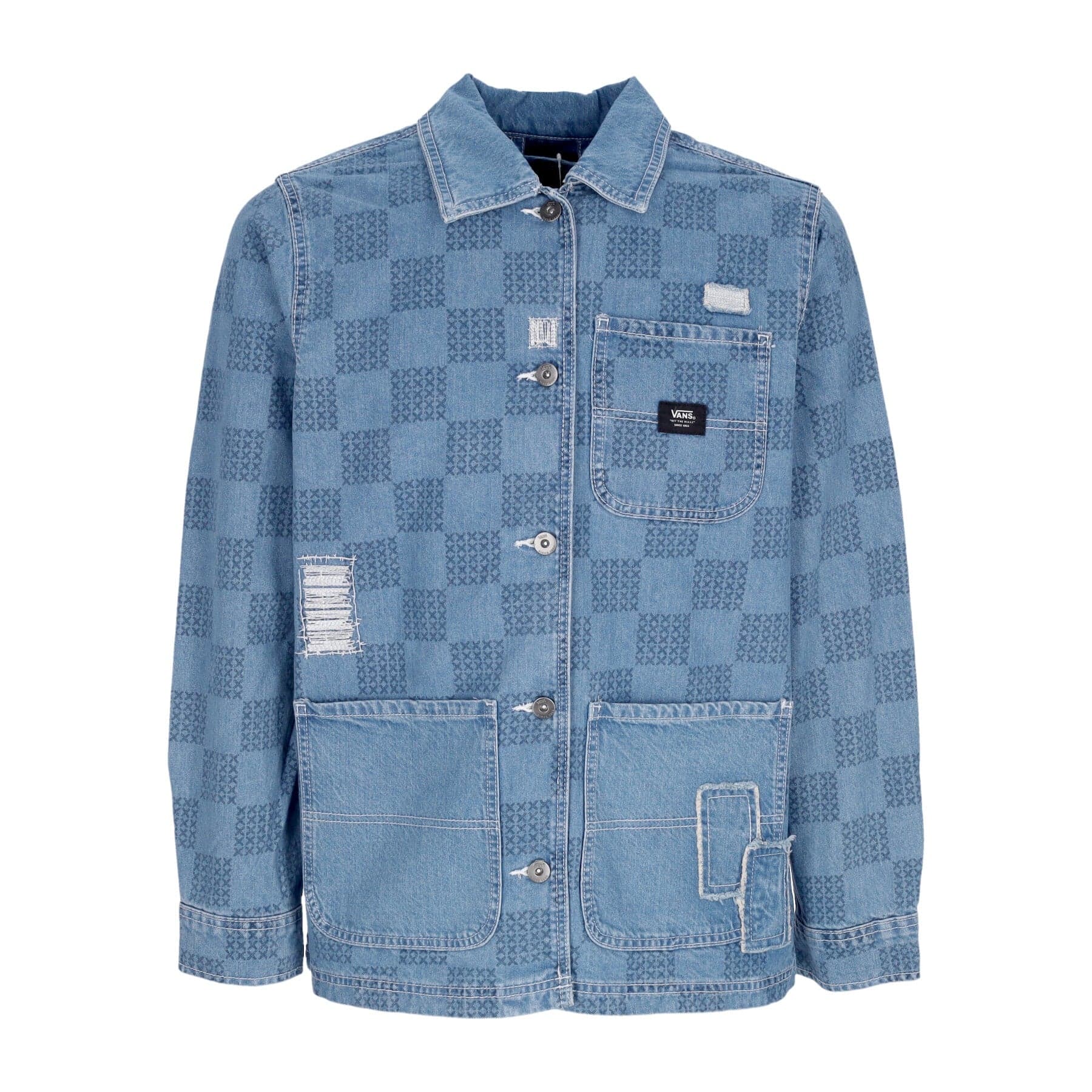 VANS Giubbotto Jeans Donna W Mended Check Denim Printed Jacket Denim Stone - 3