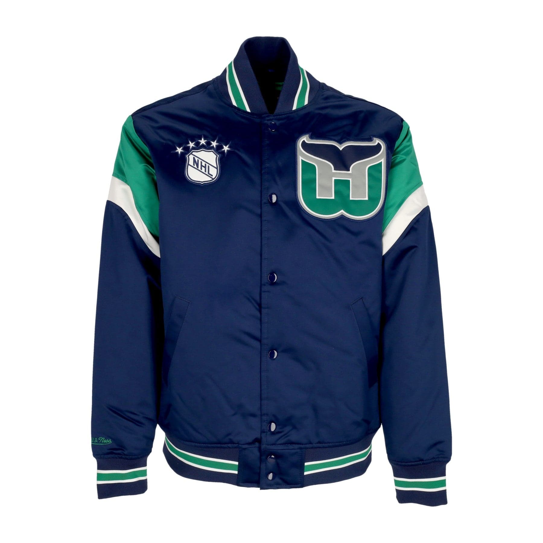 MITCHELL & NESS Giubbotto Bomber Uomo Nhl Heavyweight Satin Jacket Harwha Original Team Colors