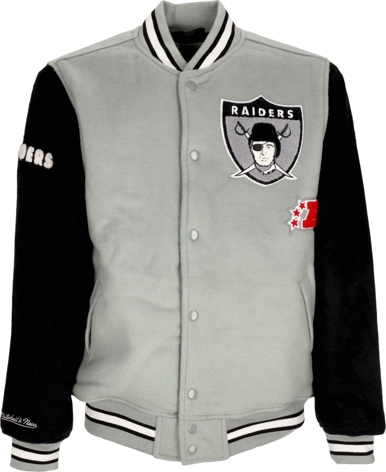 MITCHELL &amp; NESS Giubbotto College Uomo Nfl Team Legacy Varsity Jacket Oakrai Black/silver – XL – Mitchell & Ness – giacca