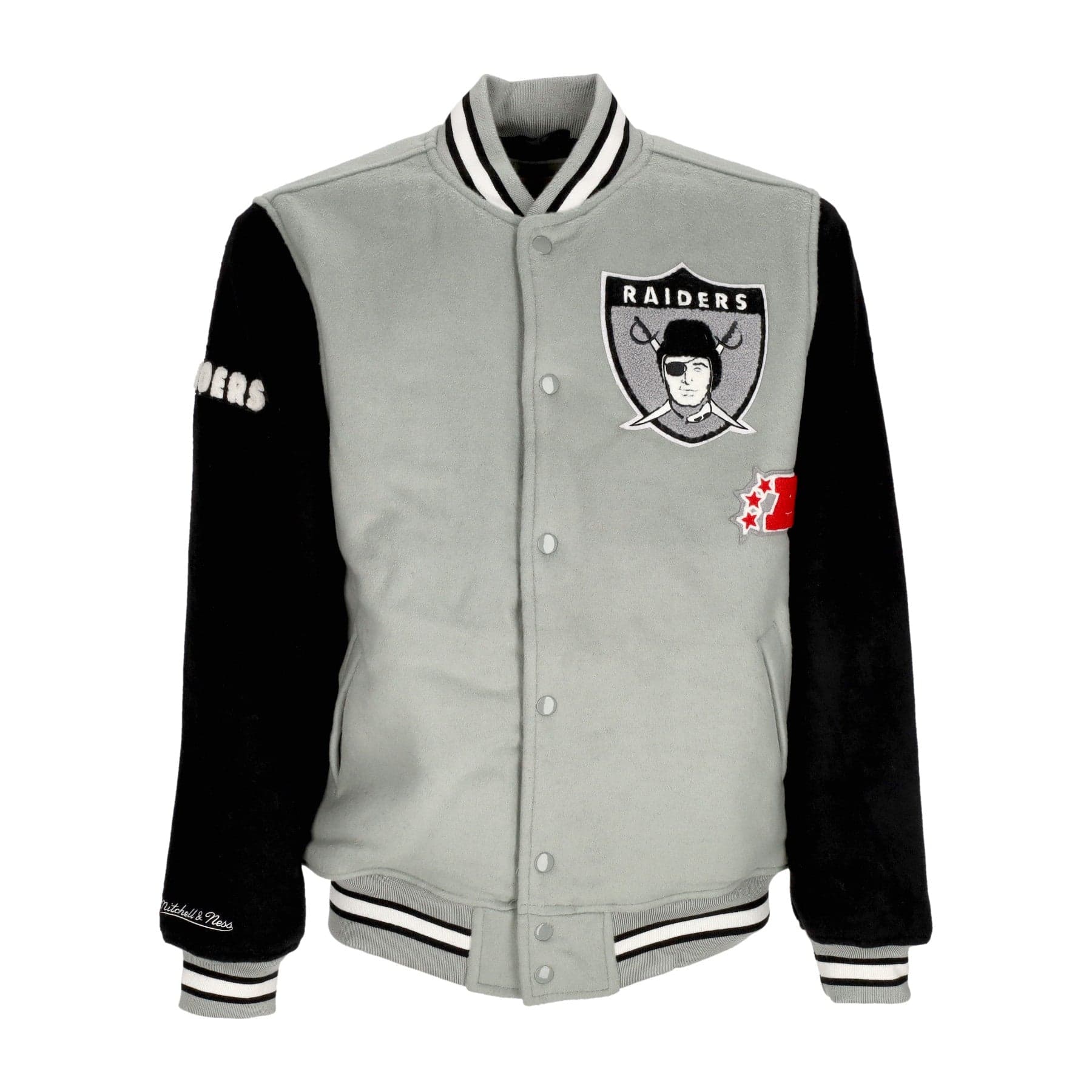 MITCHELL &amp; NESS Giubbotto College Uomo Nfl Team Legacy Varsity Jacket Oakrai Black/silver - 5