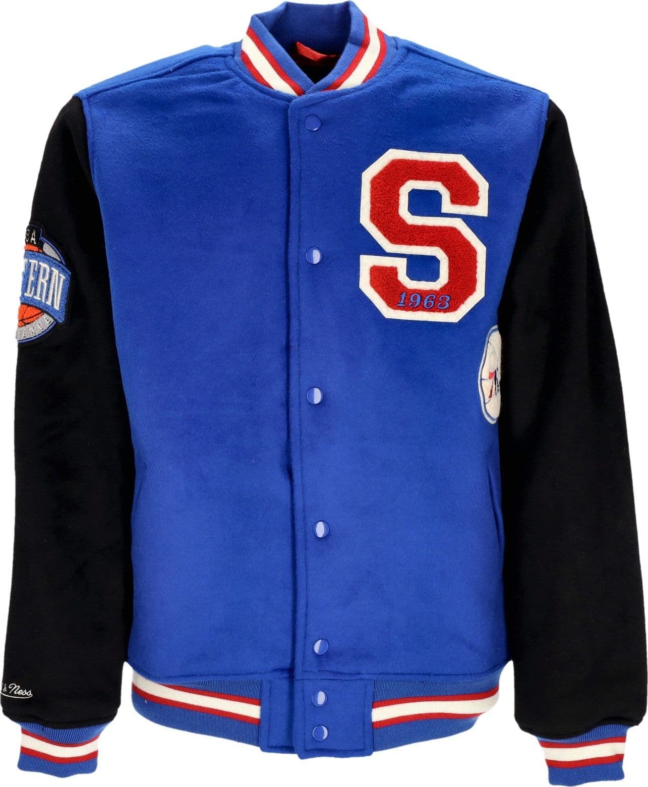 MITCHELL &amp; NESS Giubbotto College Uomo Nba Team Legacy Varsity Jacket Phi76e Royal/black – Mitchell & Ness – giacca