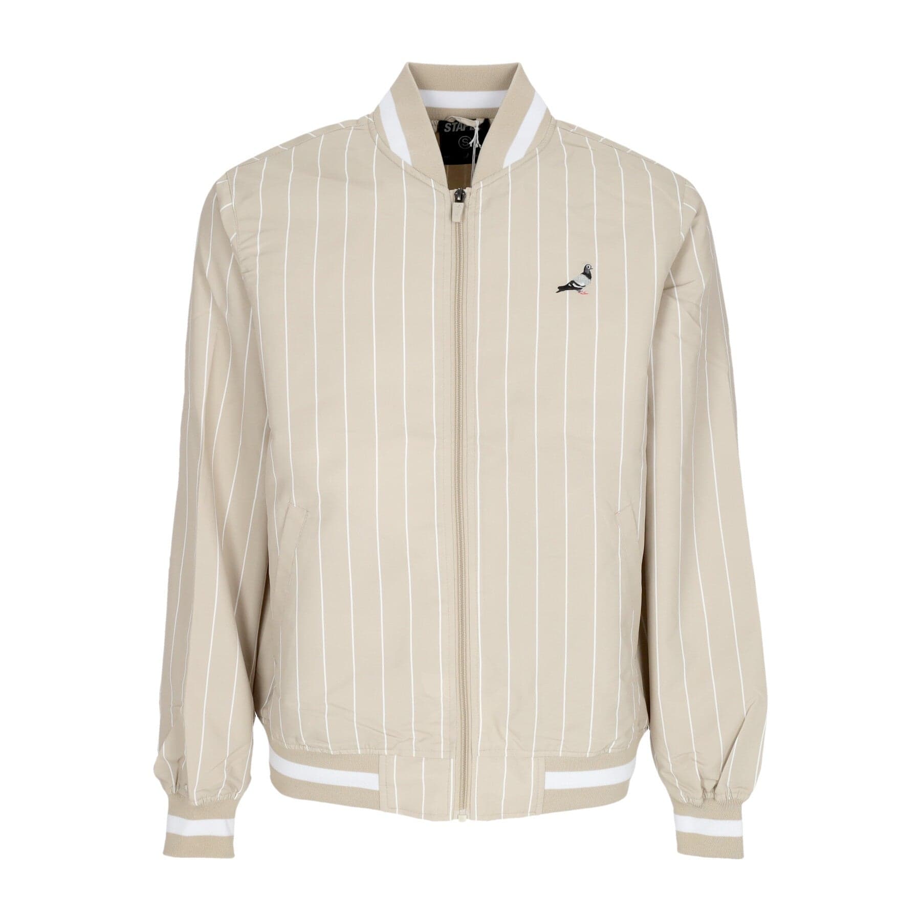 STAPLE Giubbotto Bomber Uomo Pinstripe Baseball Jacket Stone - 3