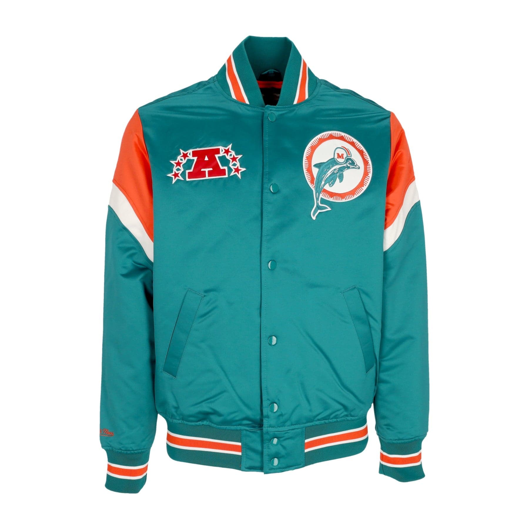 MITCHELL &amp; NESS Giubbotto Bomber Uomo Nfl Heavyweight Satin Jacket Miadol Original Team Colors - 3