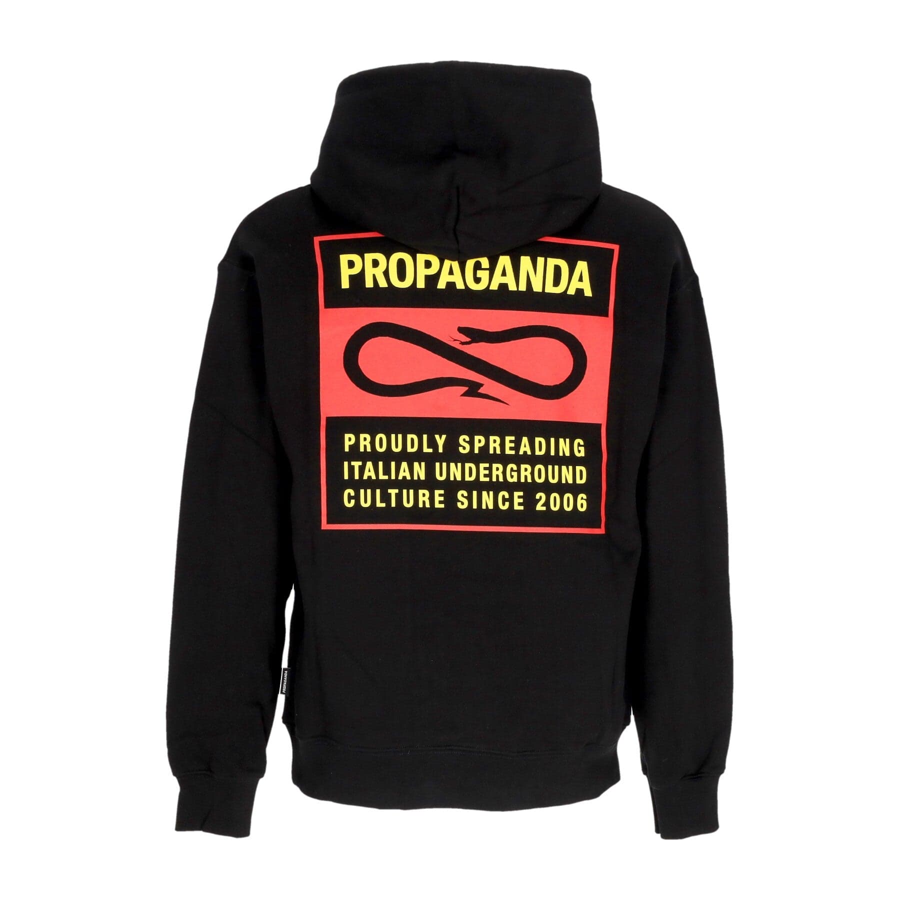 PROPAGANDA Felpa Cappuccio Uomo Logo Label Hoodie Black - 3