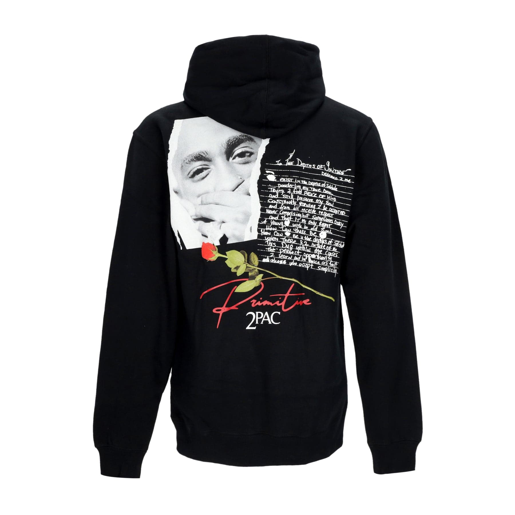 PRIMITIVE Felpa Cappuccio Uomo Lyrics Ii Hoodie X Tupac Black - 3