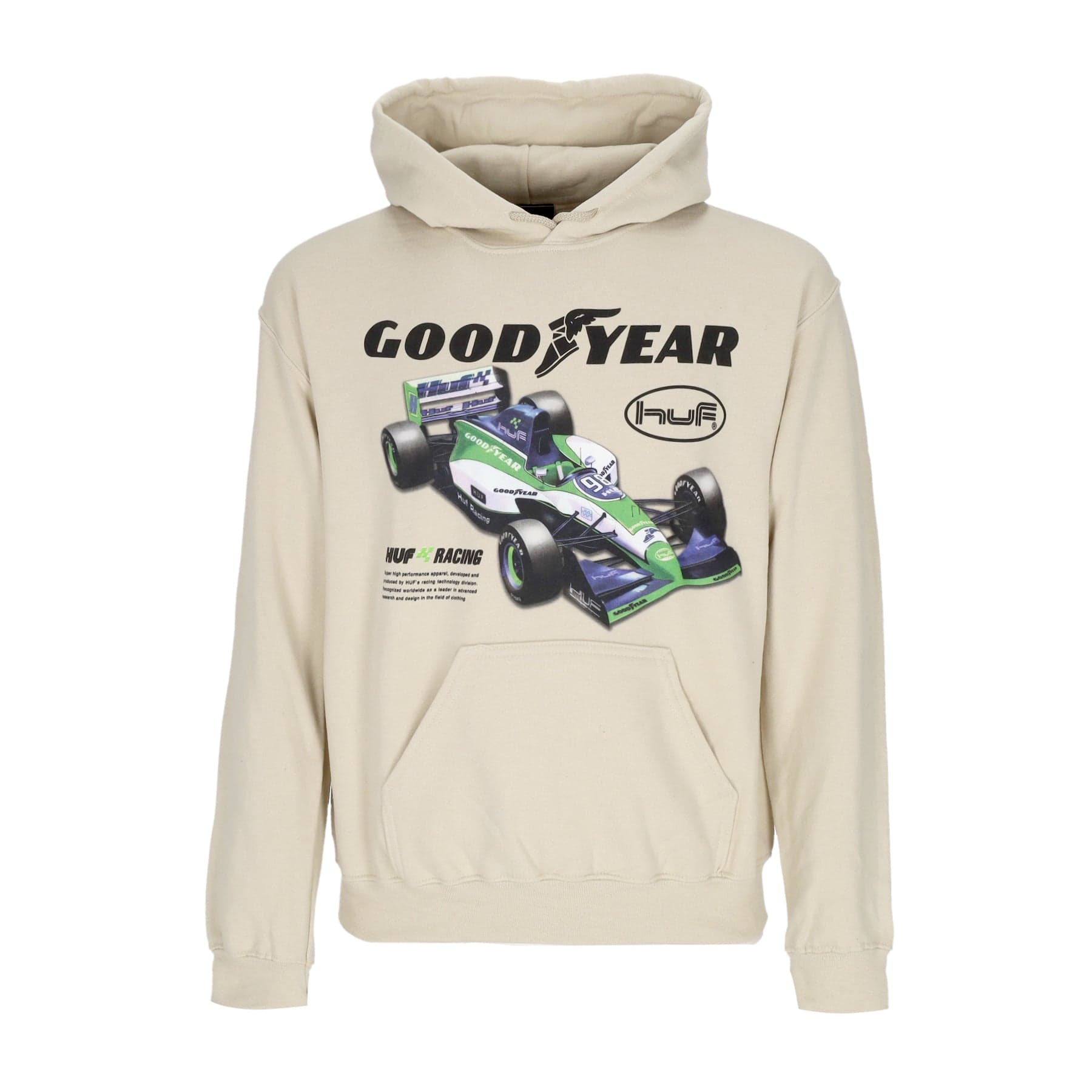 HUF Felpa Cappuccio Uomo Final Lap Po Hoodie X Goodyear Natural - 3