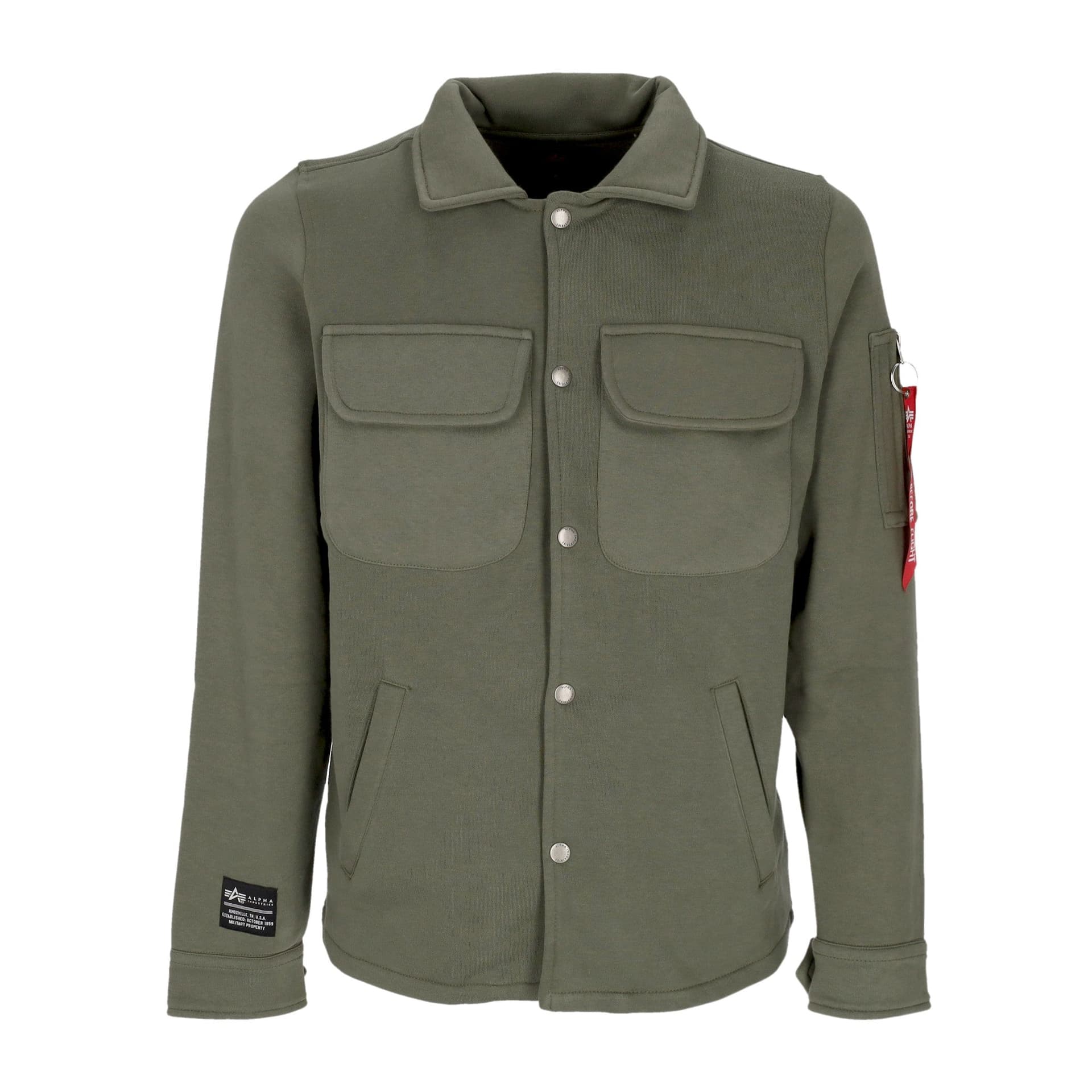 ALPHA INDUSTRIES Camicia Imbottita Uomo Sweat Overshirt Dark Olive - 4