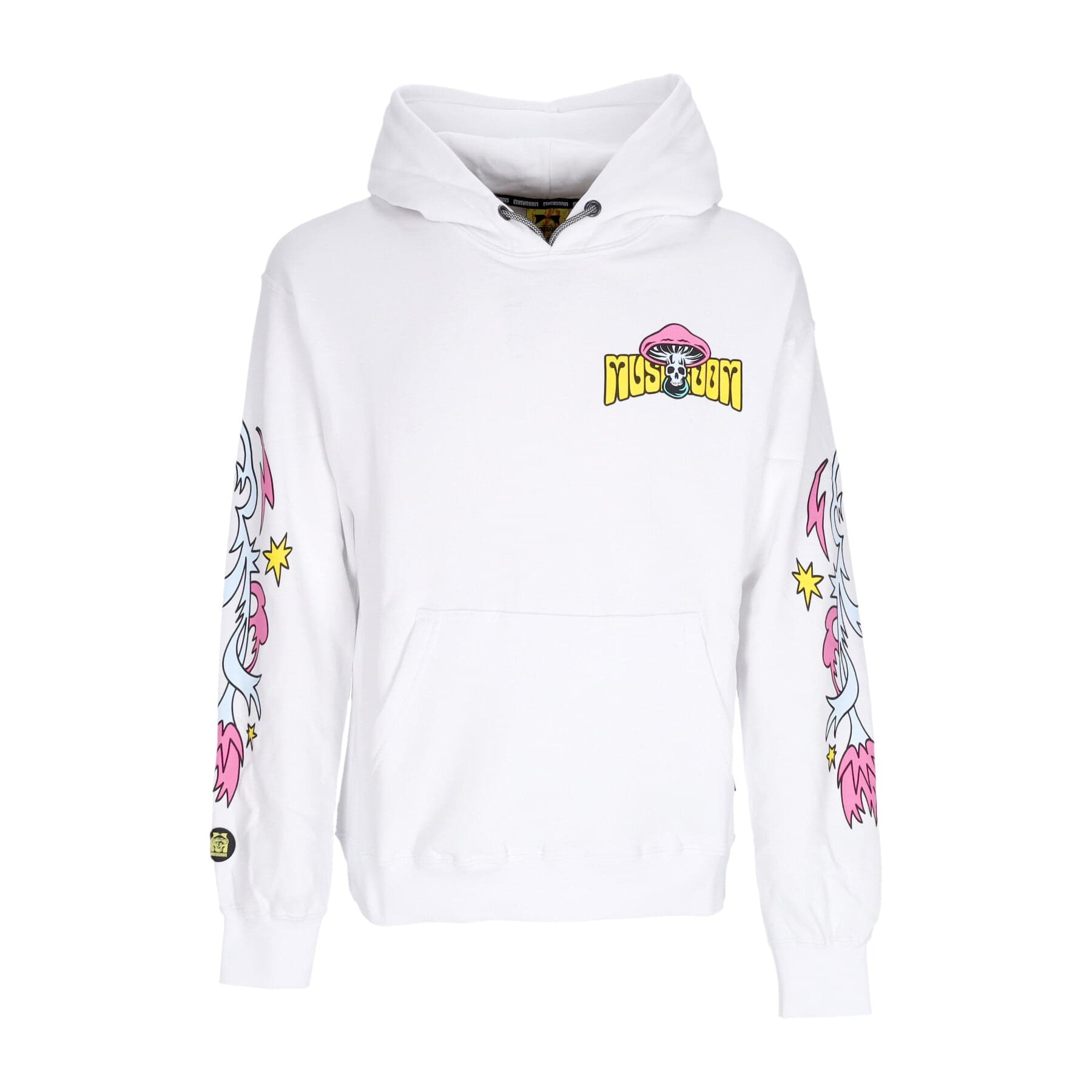 MUSHROOM Felpa Cappuccio Uomo Flowers Hoodie White - 3