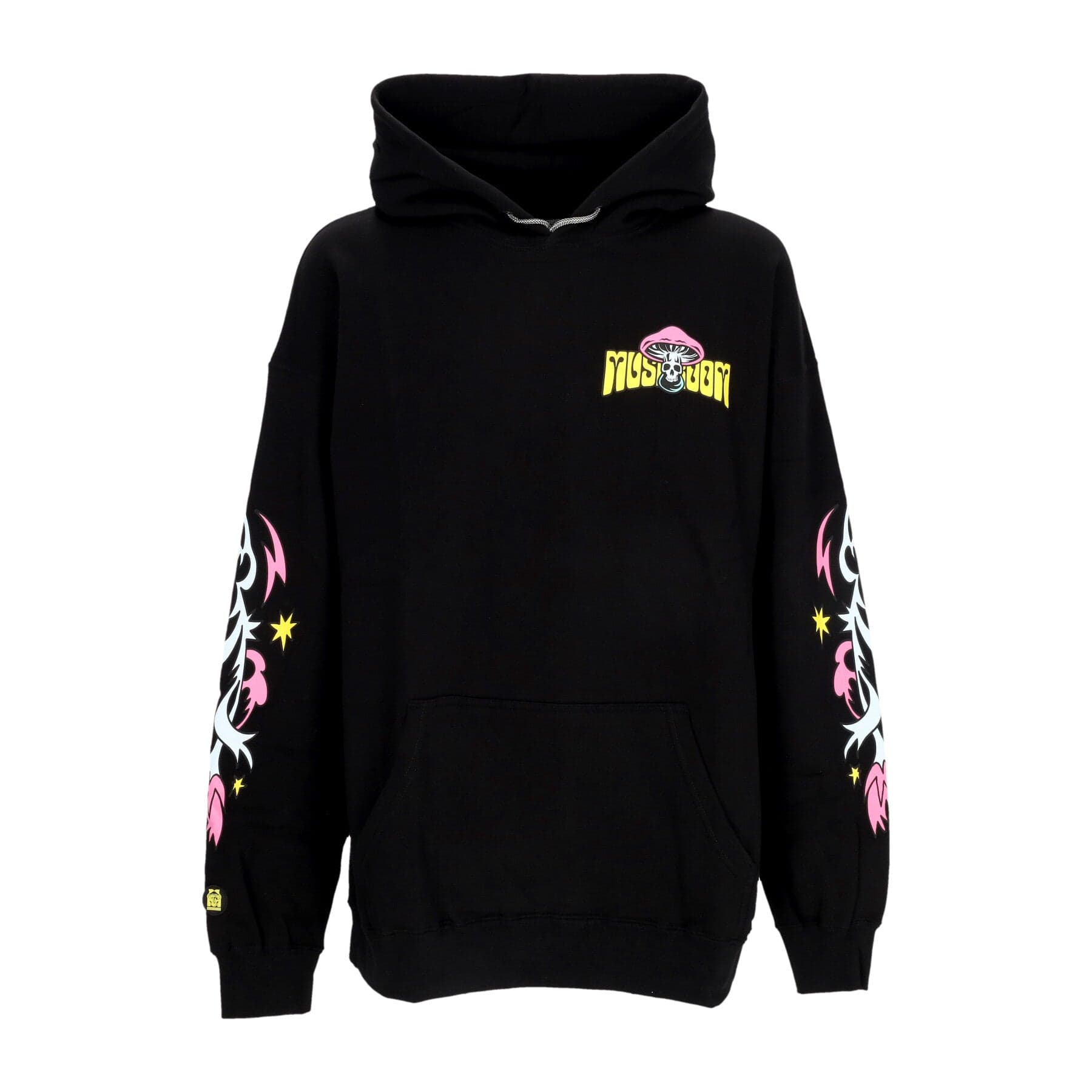 MUSHROOM Felpa Cappuccio Uomo Flowers Hoodie Black - 3