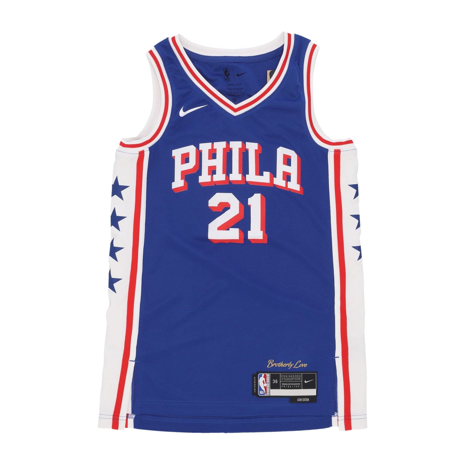 NIKE NBA Canotta Basket Uomo Nba Icon 23 Dri-fit Swingman Jersey No 21 Joel Embiid Phi76e Rush Blue - 5