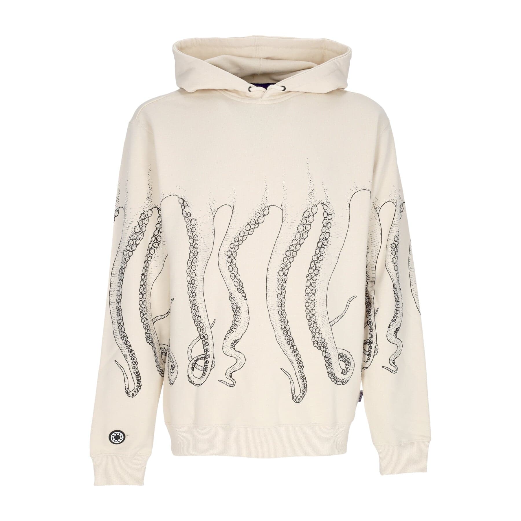 OCTOPUS Felpa Leggera Cappuccio Uomo Outline Hoodie Black/dusty White - 3