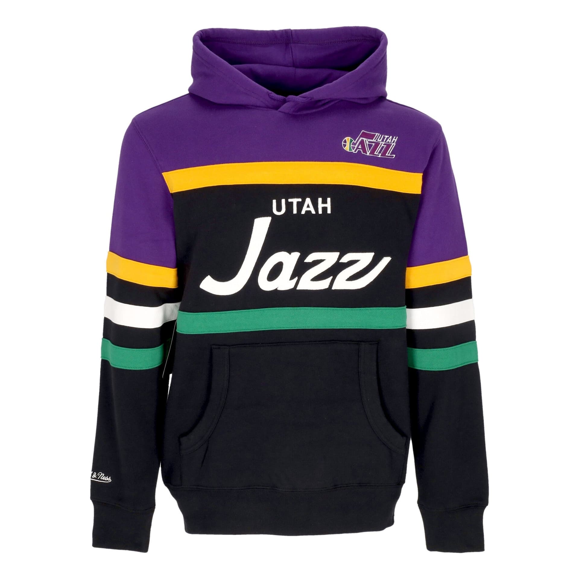 MITCHELL &amp; NESS Felpa Cappuccio Uomo Nba Head Coach Hoodie Utajaz Original Team Colors - 3