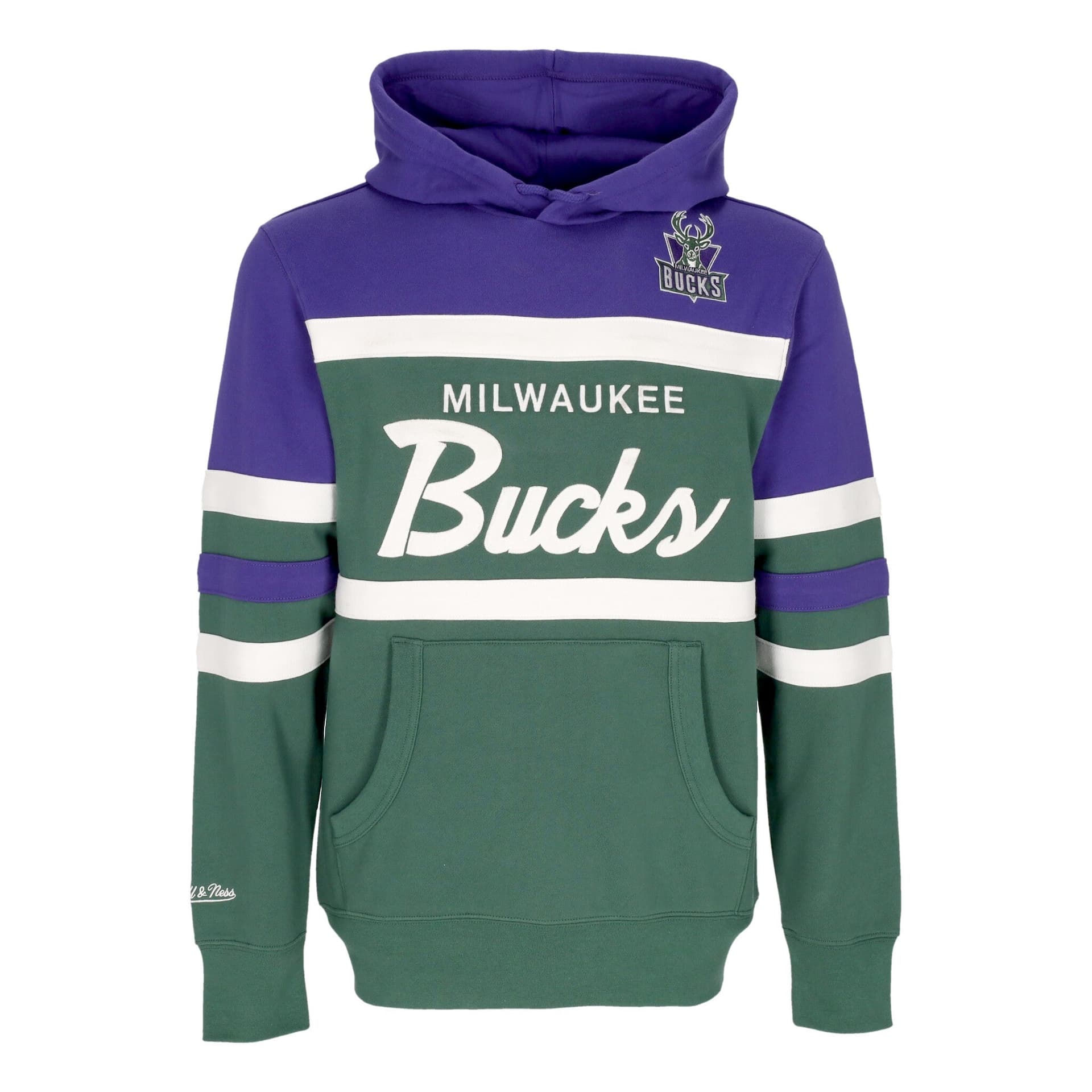 MITCHELL &amp; NESS Felpa Cappuccio Uomo Nba Head Coach Hoodie Milbuc Original Team Colors – Mitchell & Ness – giacca