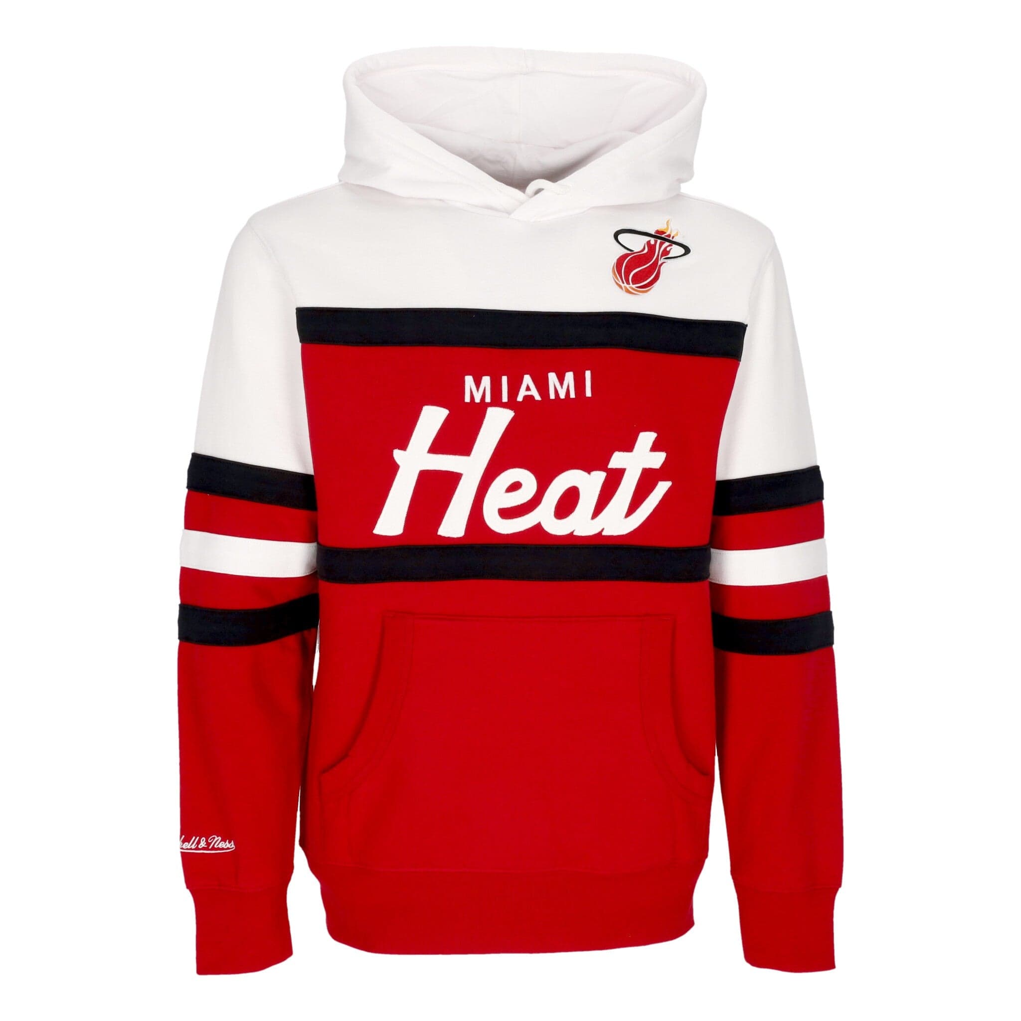 MITCHELL &amp; NESS Felpa Cappuccio Uomo Nba Head Coach Hoodie Miahea Original Team Colors - 3