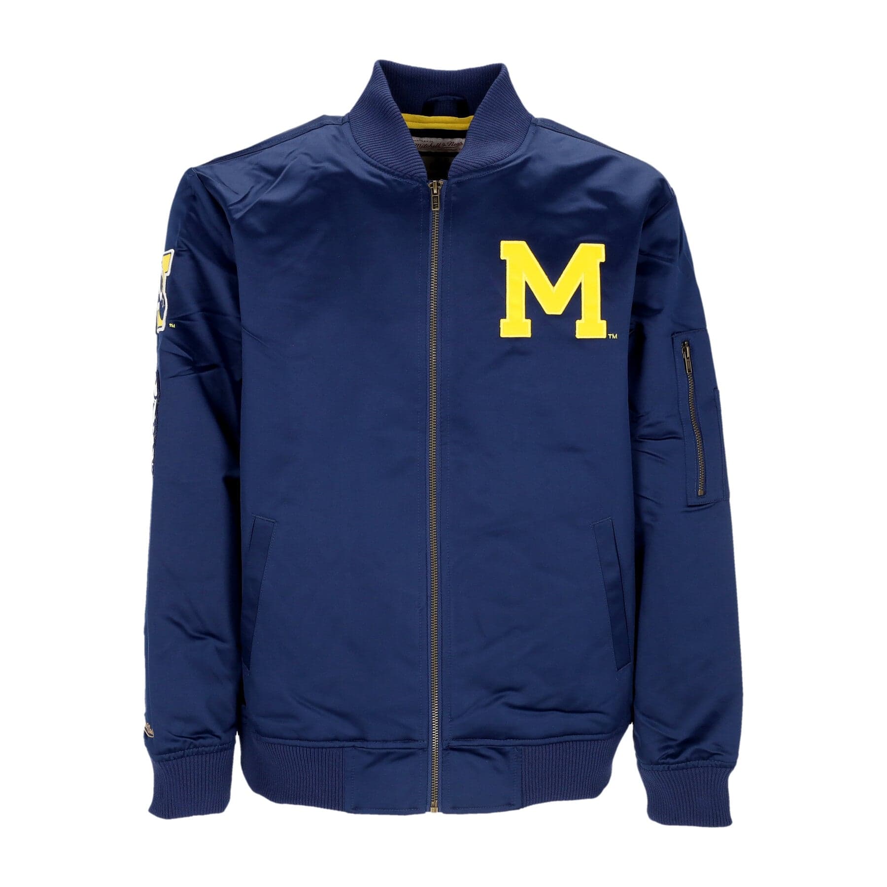 MITCHELL &amp; NESS Giubbotto Bomber Uomo Ncaa Lightweight Satin Bomber Micwol Original Team Colors - 3