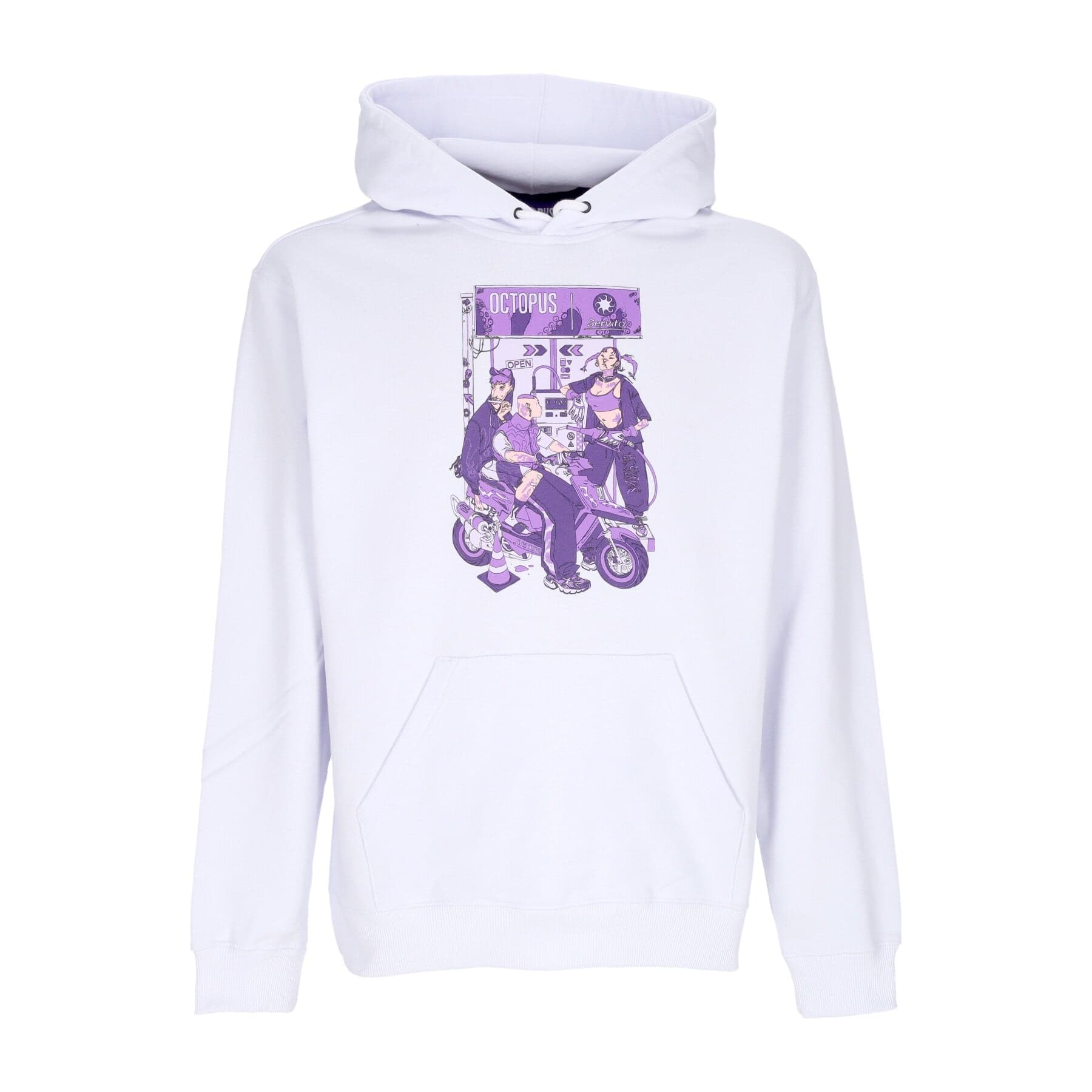 OCTOPUS Felpa Leggera Cappuccio Uomo Gas Hoodie White