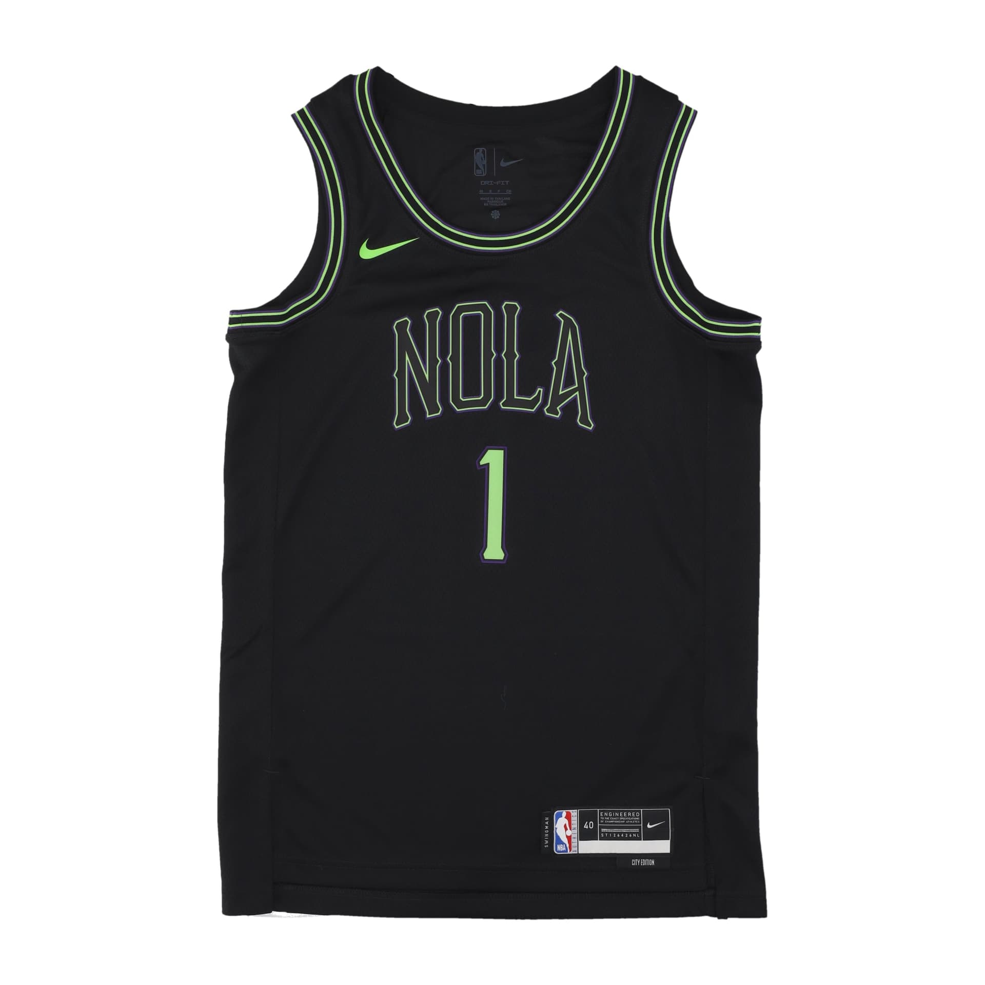NIKE NBA Canotta Basket Uomo Nba City Edition 2023/24 Dri-fit Swingman Jersey No 1 Zion Williamson Neopel Black - 3